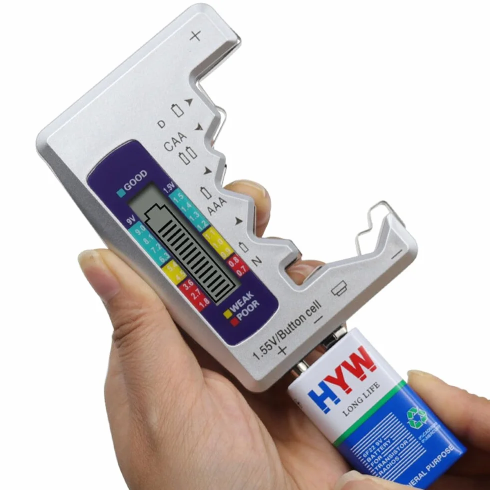 Tester Batterie Digitale con Display LCD per 1,5V AA AAA C D N Bottone 9V 6F22