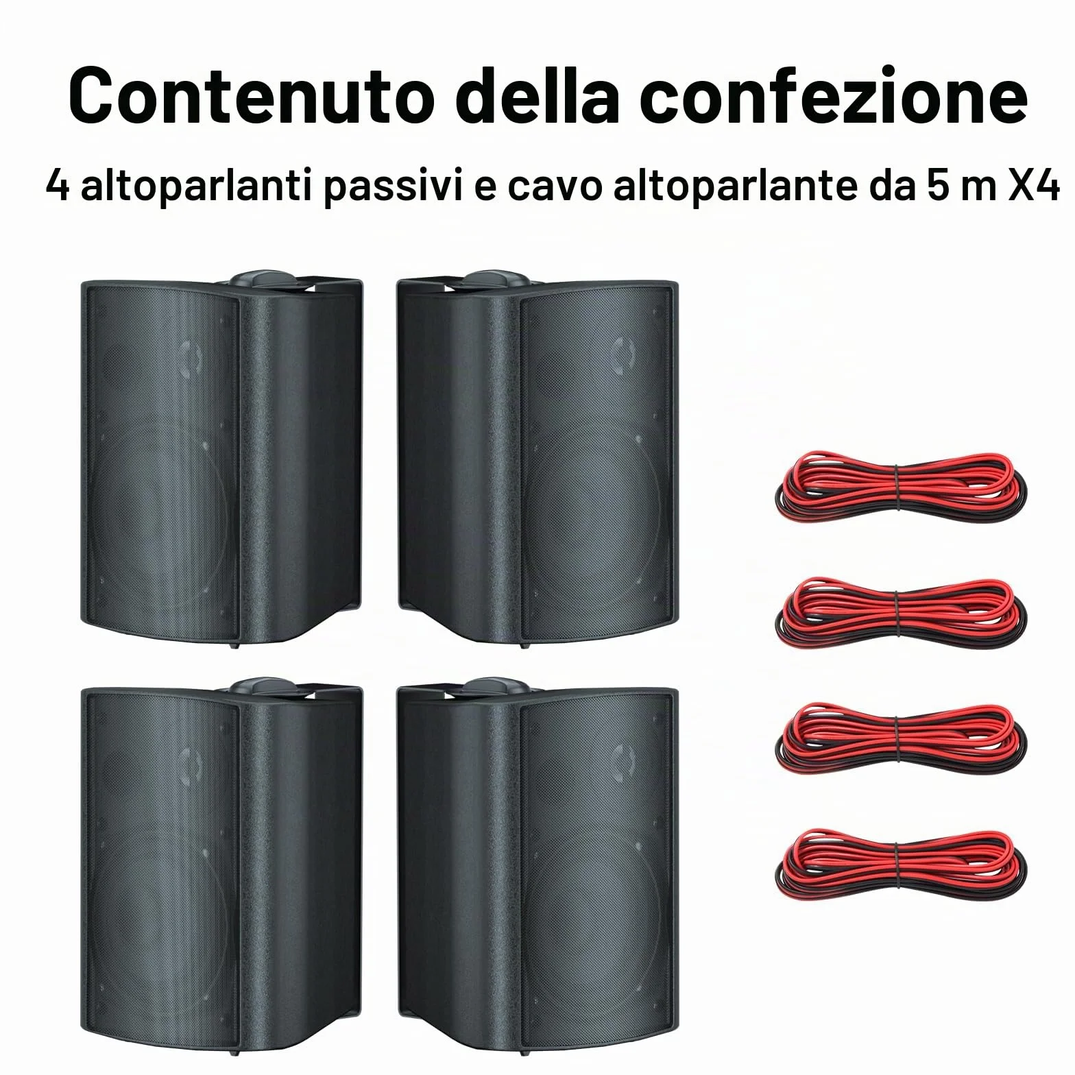 STUDIOFINIX 5.25 Pollici 600W Altoparlanti da Parete per Esterno Interni Resistenti alle Intemperie 2 Paia Nero