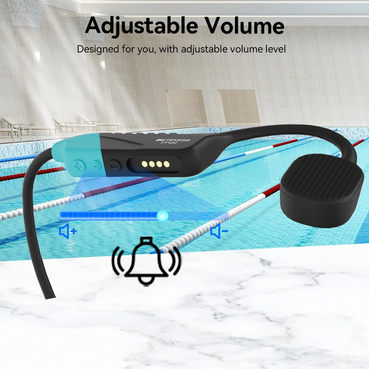 Retekess TT120 Ricevitore Cuffie Nuoto a Conduzione Ossea Impermeabile IP68 120M Comunicazione Subacqueo