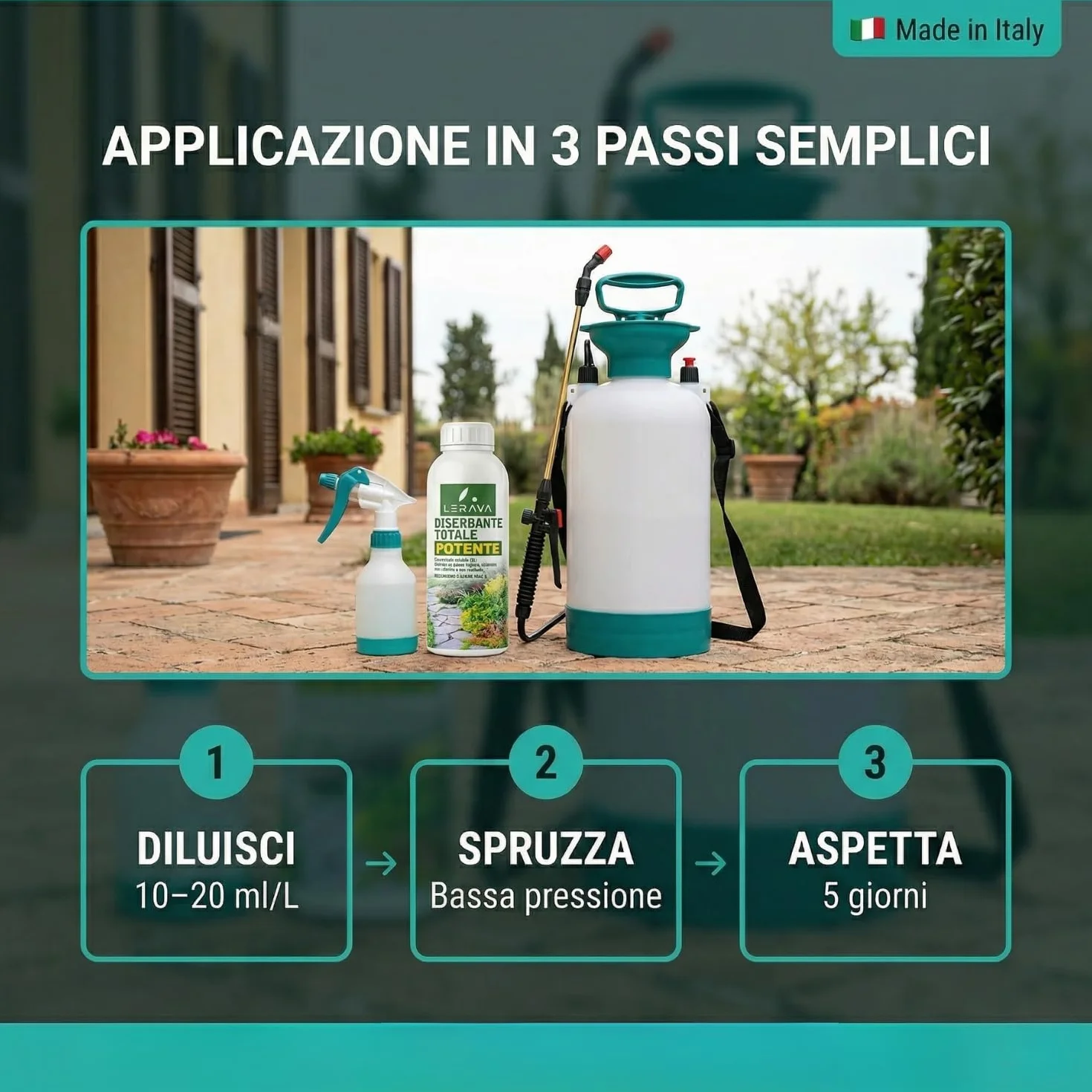 LERAVA® Diserbante Totale Potente (2x500 ml) - Glifosato erbicida contro erbacce