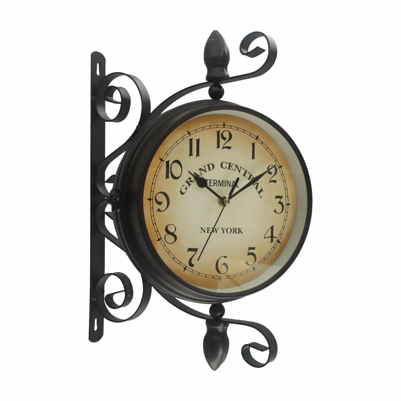 Orologio da parete vintage su entrambi i lati, per esterni, giardino, stazione ferroviaria, montato, 20,3 cm, per ingresso e portico