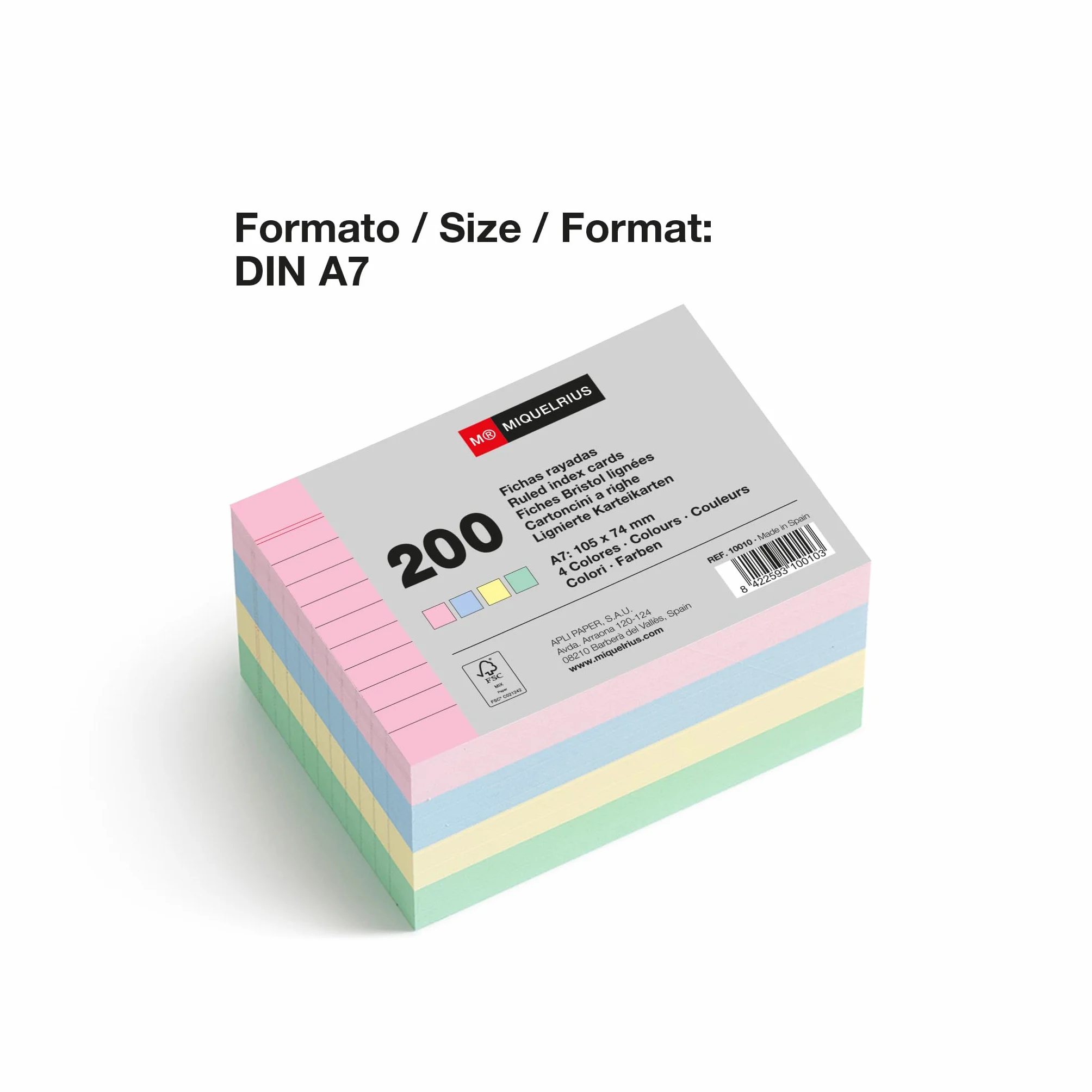 Miquelrius Flashcards A7 200 szt. karty do nauki 150x100 mm 200 g/m² pastelowe