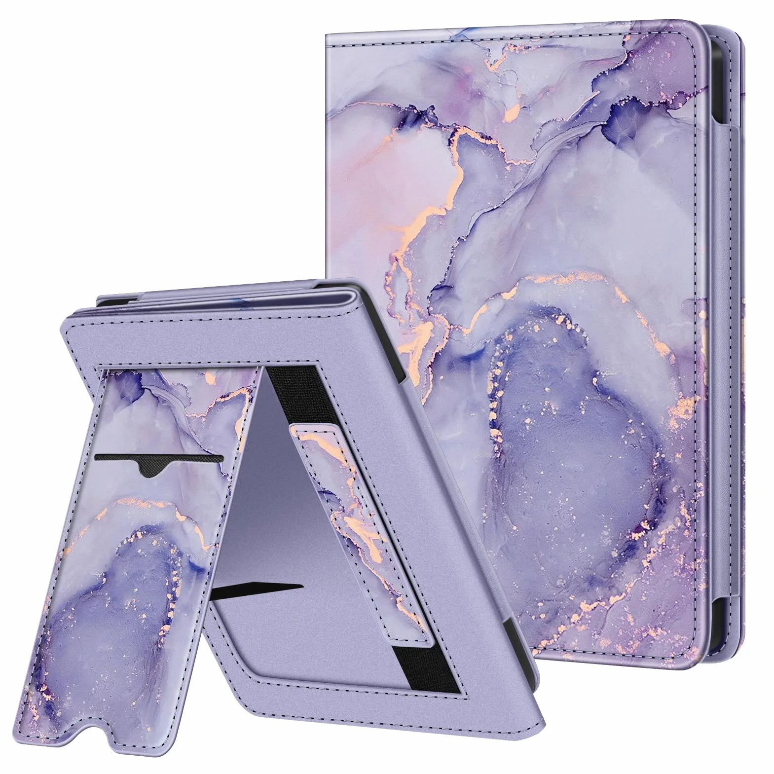 FINTIE Custodia Kobo Clara Colour 2024 Clara BW 2024 2E 2022 eReader Stand Cover Protettiva Case Card Slot Hand Strap Auto Sveglia Sonno Lilla Marble