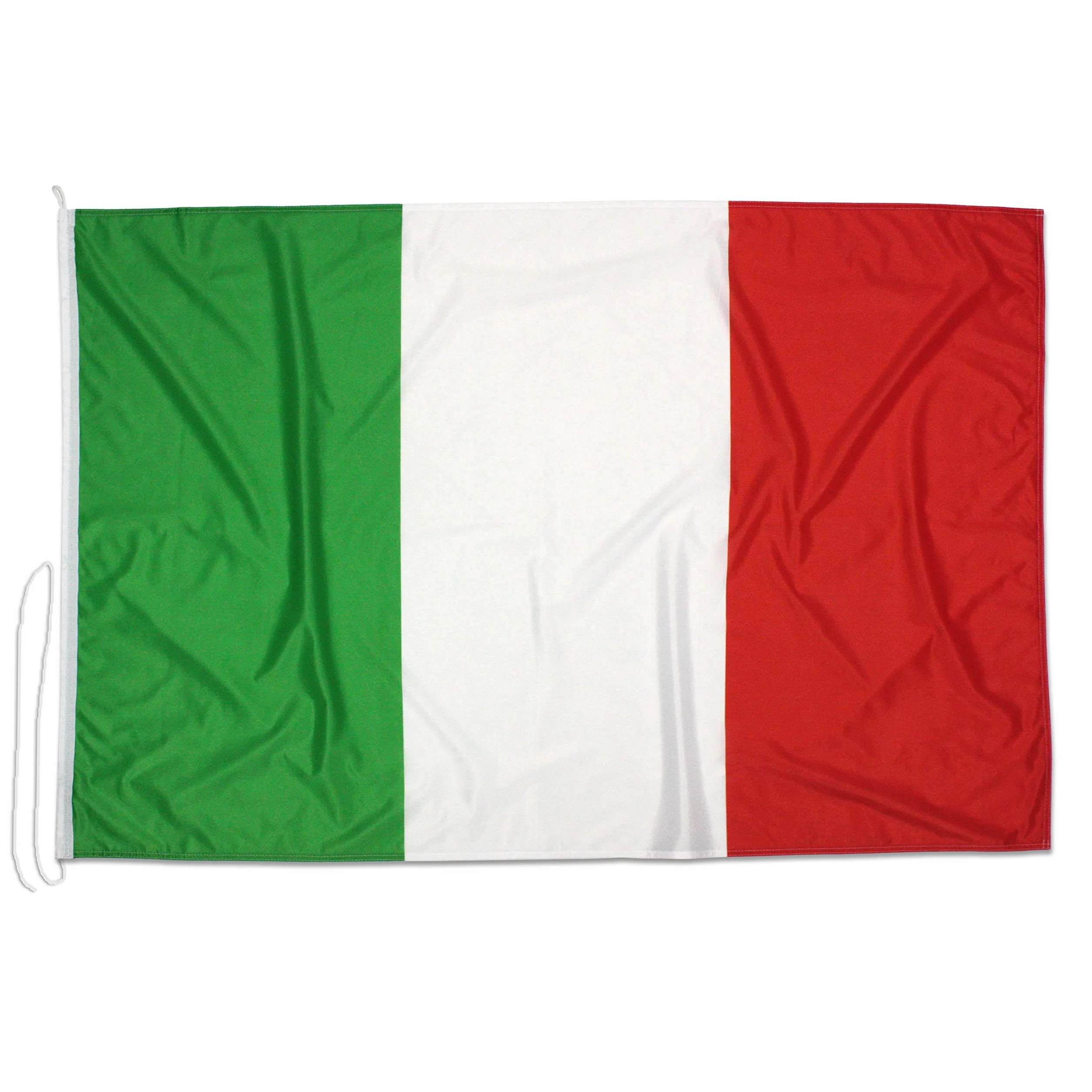 Bandiera Italia 225x150 cm tessuto nautico antivento 115g/m² istituzionale con cordino doppia cucitura