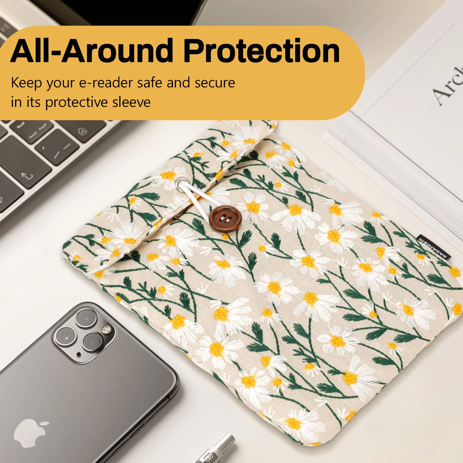 Dadanism Custodia Protettiva Imbottita per Kindle Paperwhite 7" Colorsoft Signature Edition, 6,8" Paperwhite, 6" E-Reader, Beige