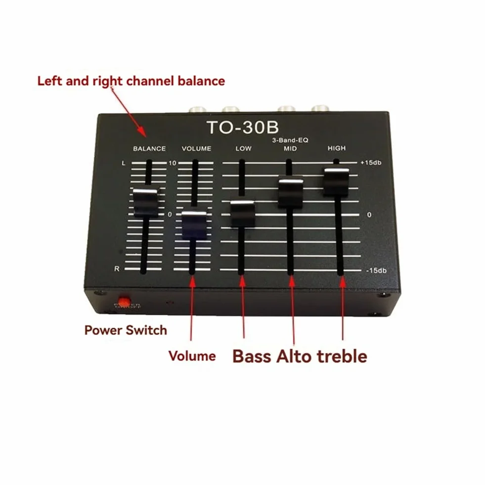 Preamplificatore Stereo Bilanciamento Audio DC5V To-30B, Controllo Volume Bande Alto Medio Basso
