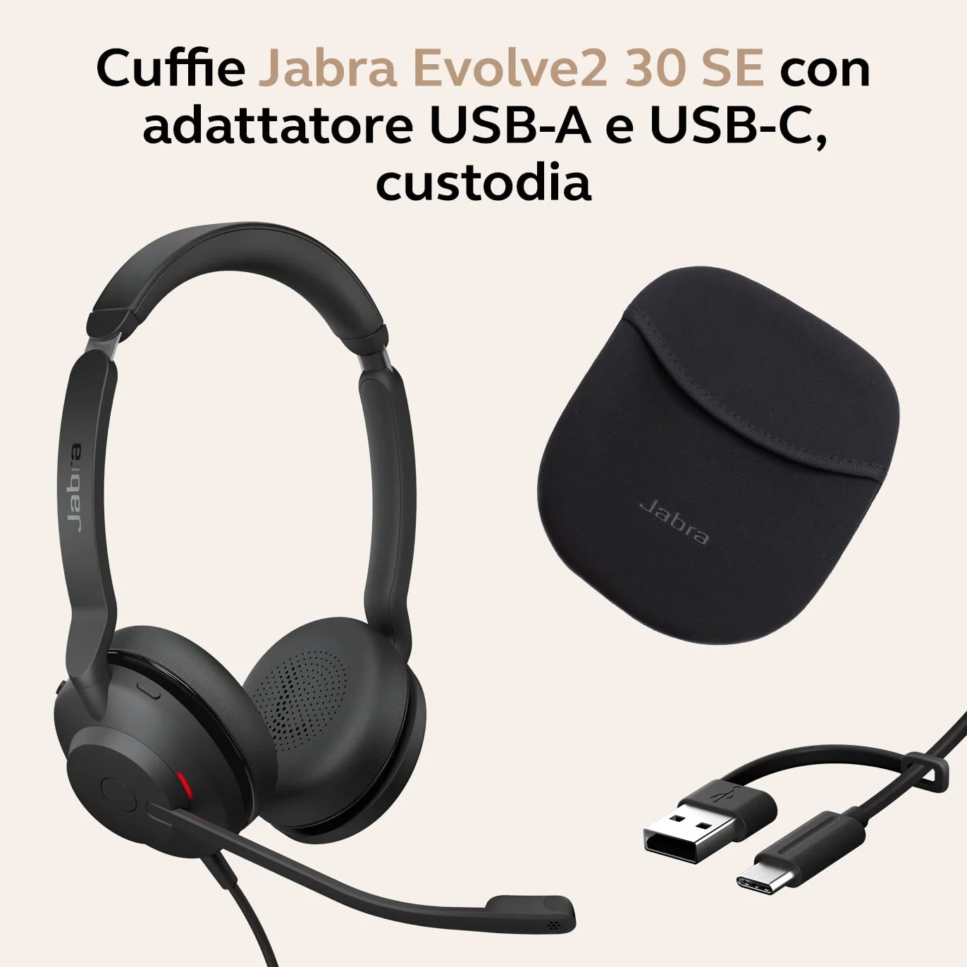 Jabra Evolve2 30 SE USB-A/USB-C cuffie a doppio filo Microsoft Teams