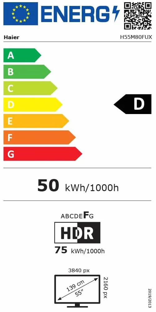 Haier 55" QD MiniLED 4K UHD Smart TV H55M80FUX Google TV Dolby Atmos HDR10 Bluetooth 5.2
