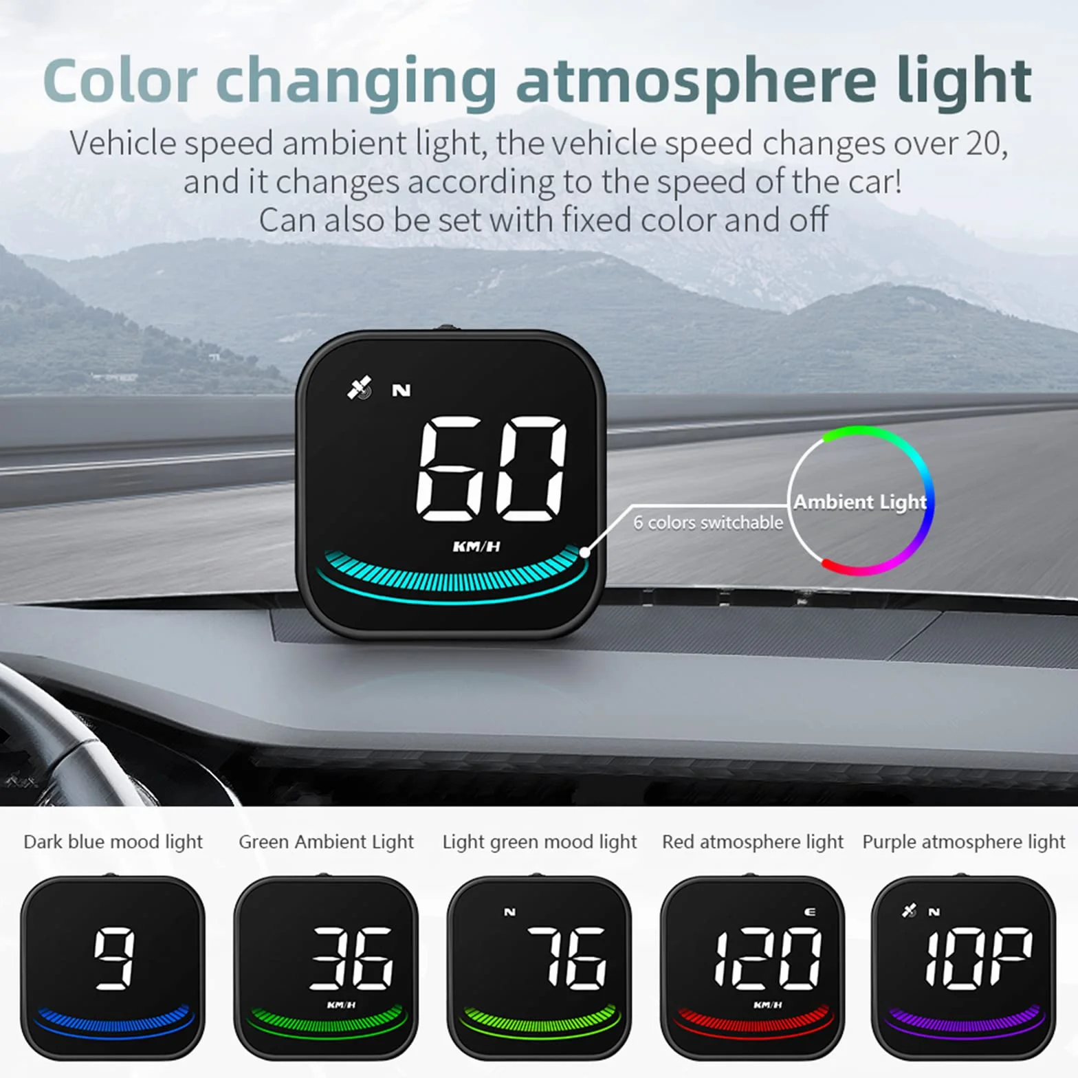 Geloo HUD Auto Head Up Display Tachimetro Intelligente GPS Digitale Universale KMH MPH con Supporto a Ventosa Allarme sovravelocità Avviso Guida Fatica Interfaccia USB