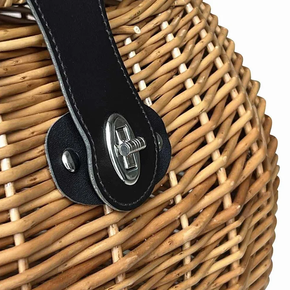 Cesto Funghi Lux in Vimini con Tracolla Regolabile 32×27×h26 cm — Raccolta Castagne Tartufi Frutti di Bosco — Cestino Leggero Naturale