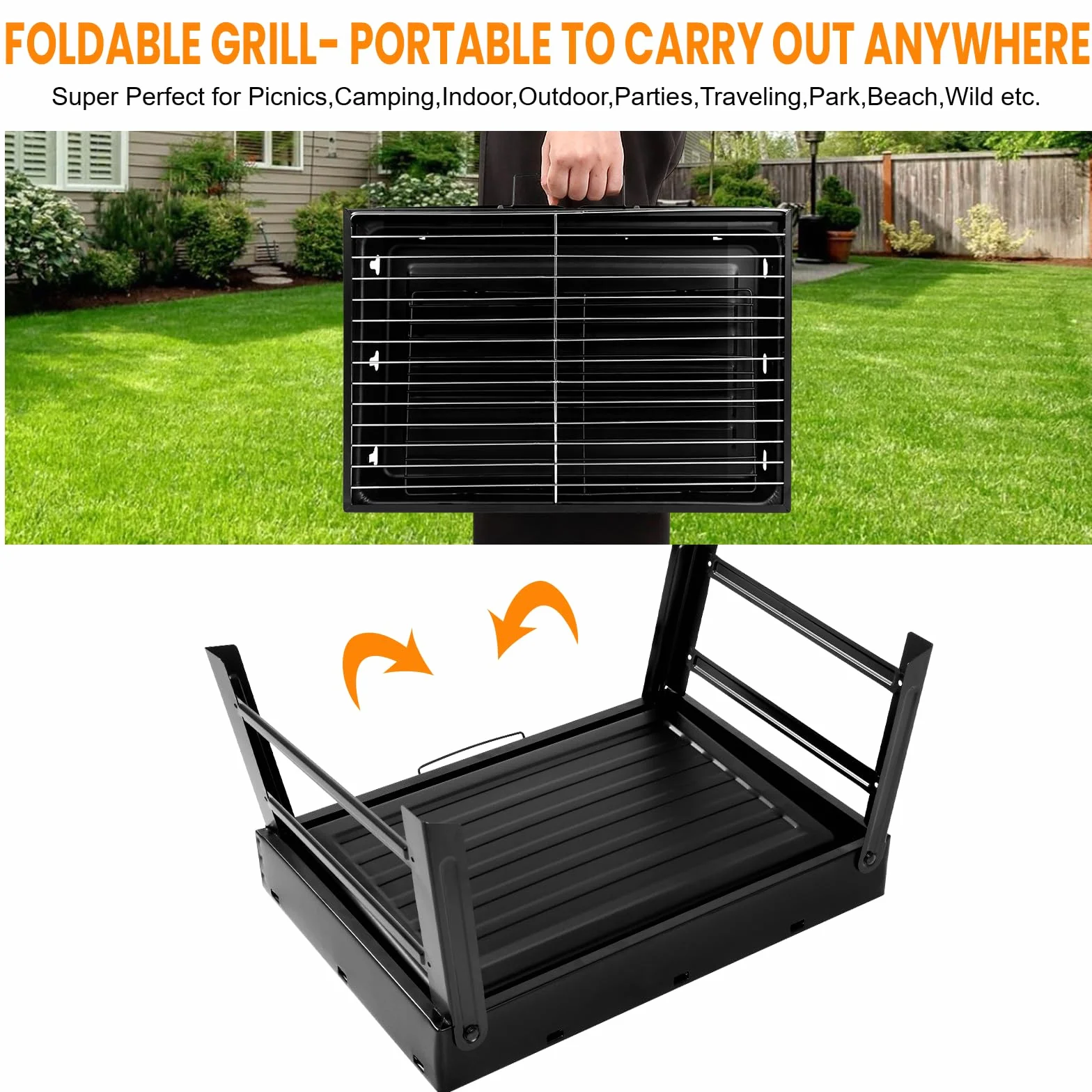 Uten Barbecue a Carbonella Portatile Pieghevole 2-6 Persone Acciaio Inossidabile