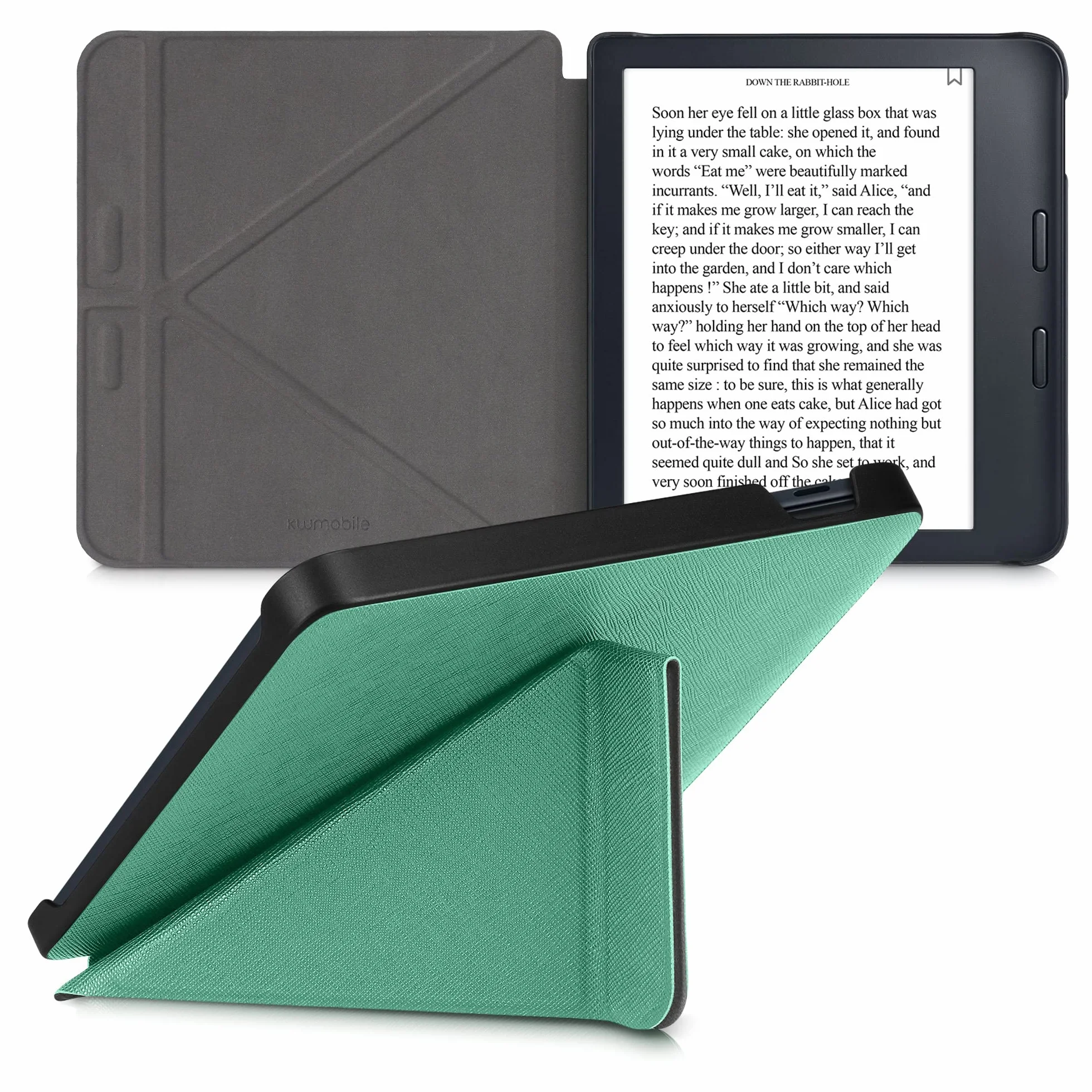 kwmobile Pieghevole Custodia Compatibile Kobo Libra 2 Cover Magnetica Pelle PU eReader Stand Menta