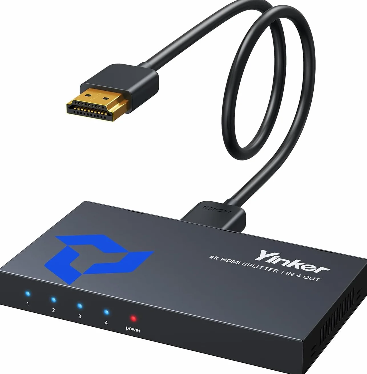 Yinker Splitter HDMI 1 in 4 Out 4K30Hz HDCP1.4 EDID HDR con Cavo 1.5m