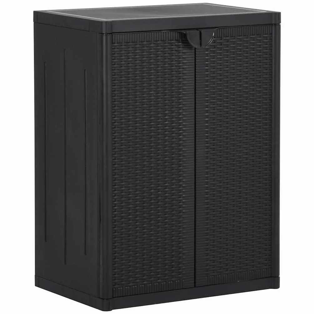 vidaXL Armadio da Giardino Rattan PP 65x45x88 cm Nero