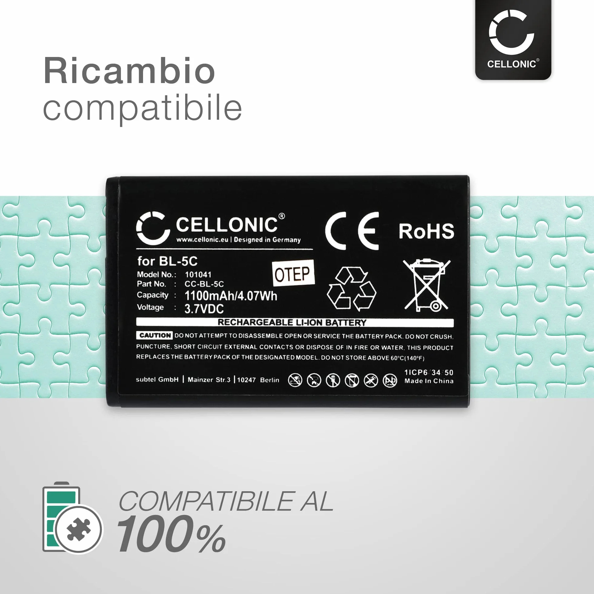 CELLONIC Batteria Compatibile Nokia 2600 1110 1110i 1100 1020mAh 3.7V