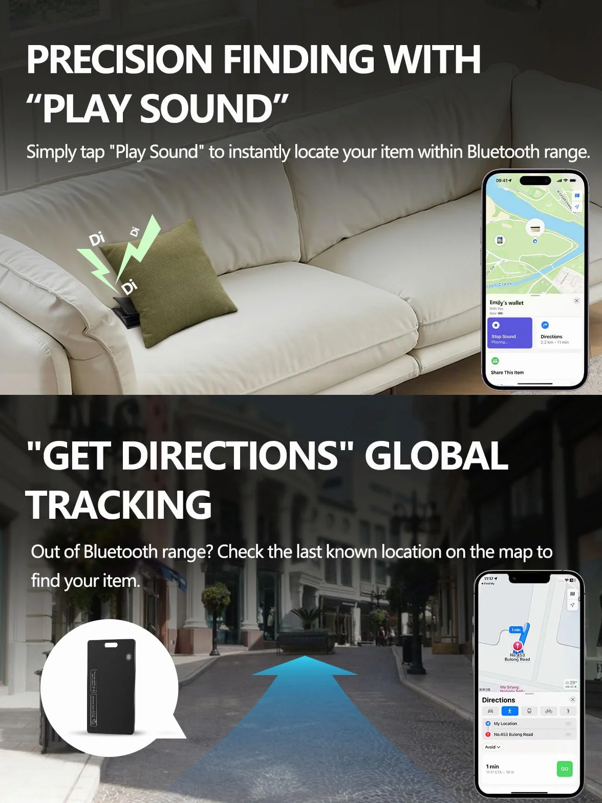 Tracker Ricaricabile per Apple e Android, Ultrasottile, Compatibile con Find My e Find Hub, 1 Pack