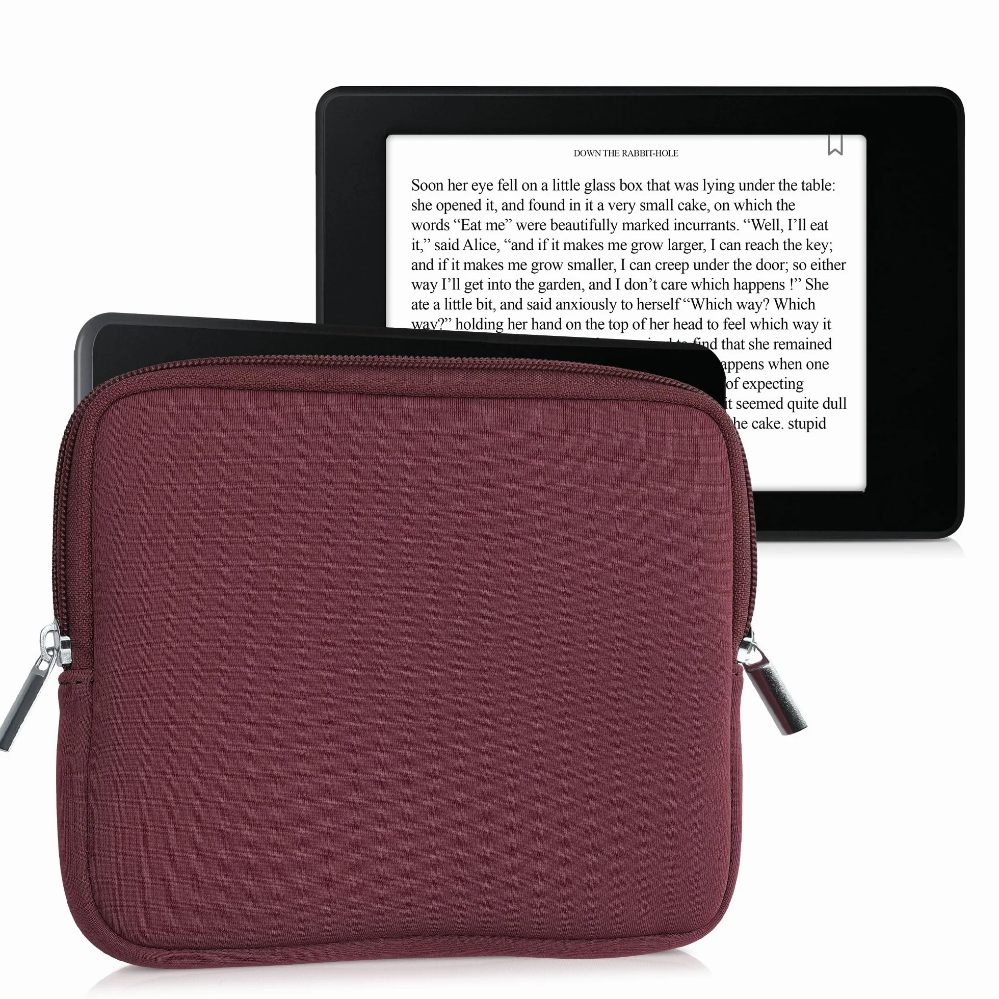 Custodia Universale per eReader kwmobile, Copertina in Neoprene Malva con Chiusura a Zip, Misura 17,5 x 14,7 x 1 cm