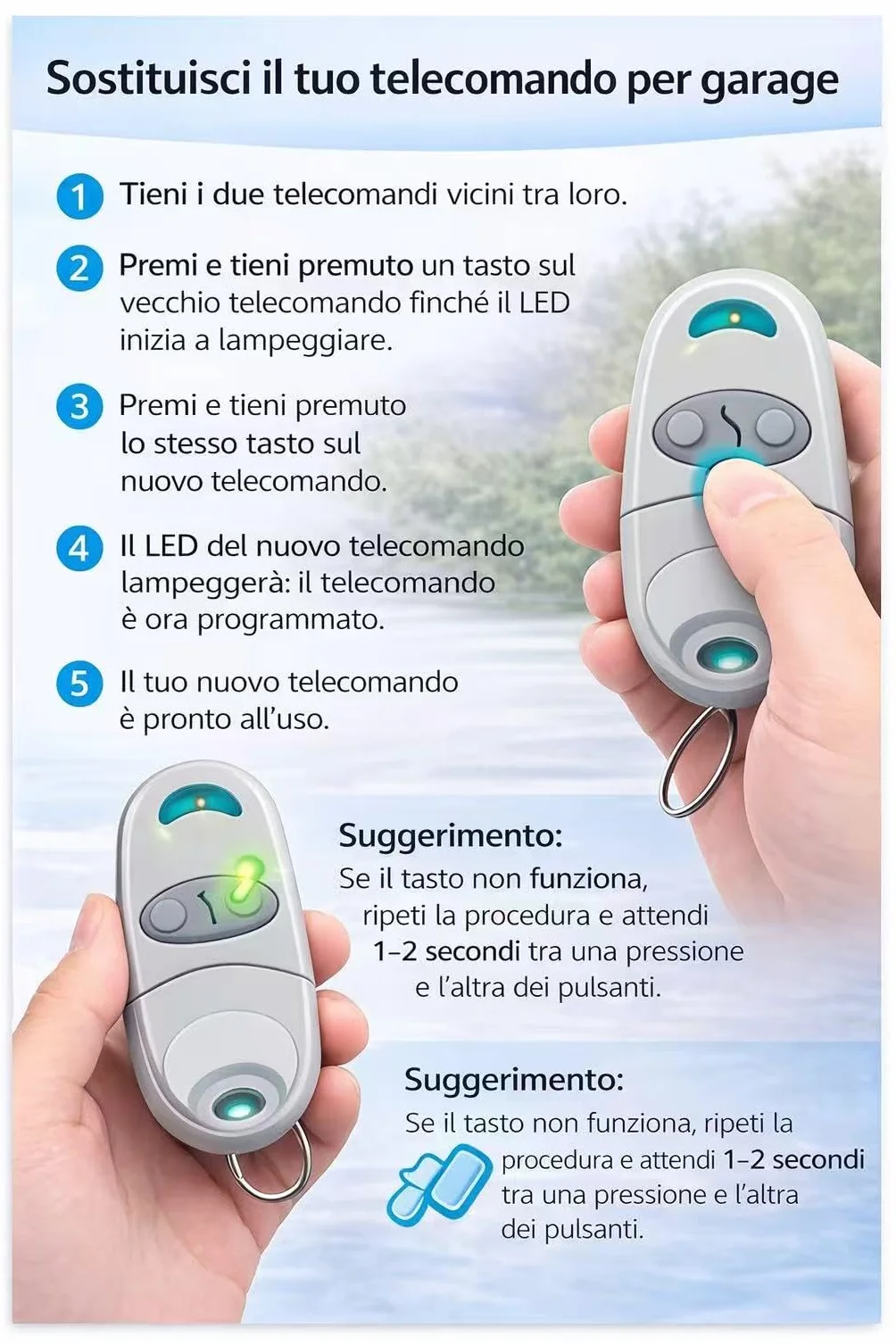 Telecomando Cancello Universale 433,92 MHz 2 Pezzi Compatibile 432EV 432EE 432NA