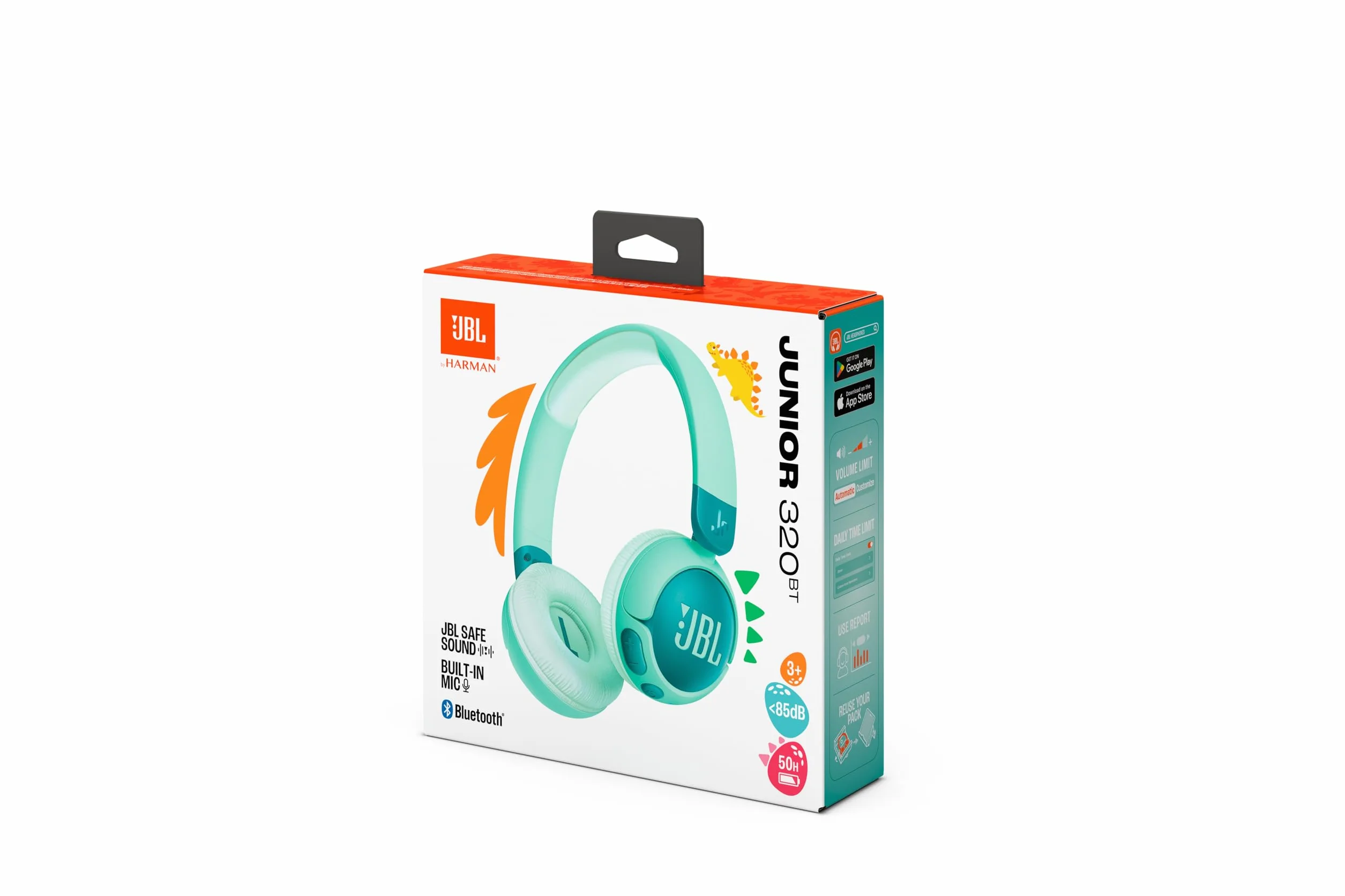 JBL Junior 320 BT Cuffie On-Ear Bluetooth Wireless per Bambini, 50 Ore, Microfono Integrato, Safe Sound, Verde