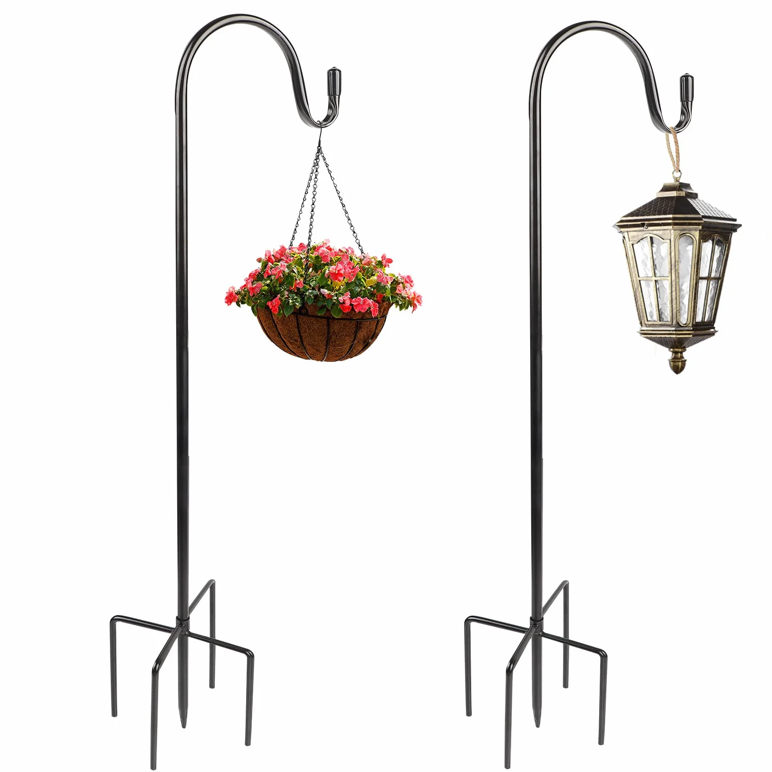 SWAWIS 2 ganci da pastore da giardino 120 cm metallo per esterni decorazione appendere