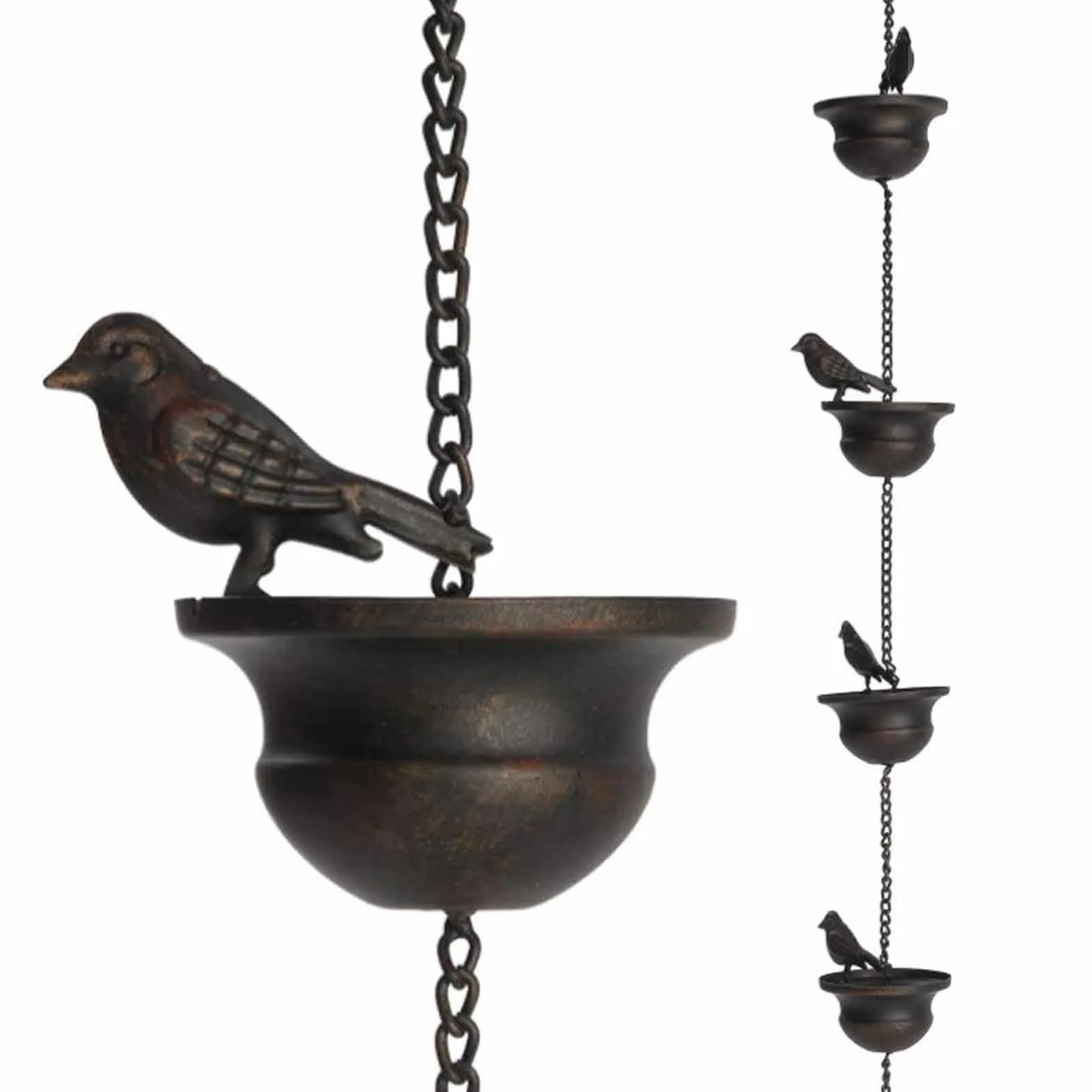 Catena per Acqua Piovana Antipioggia per Grondaie Esterni Raccolta Acqua con Vaso Decorazione Giardino