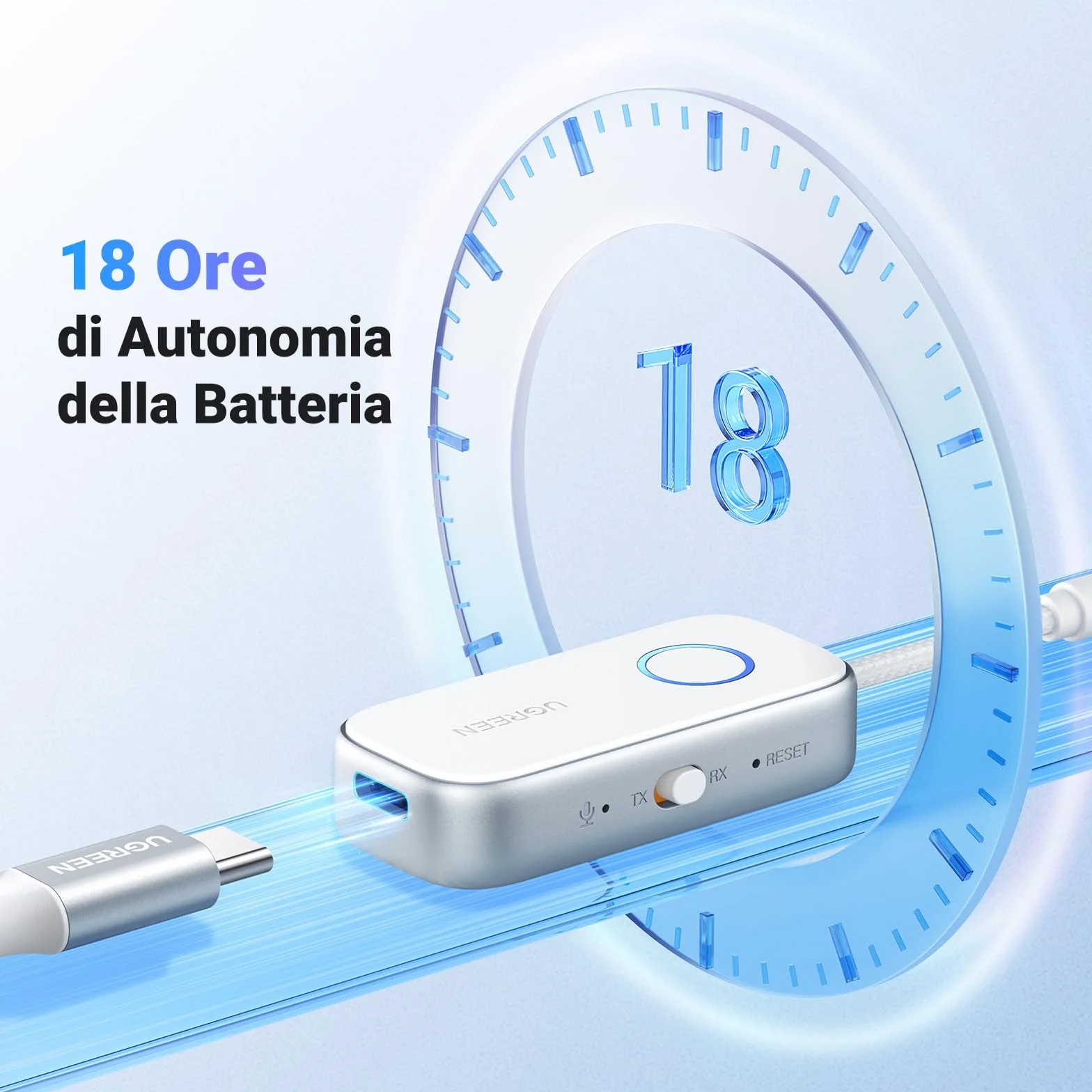UGREEN Trasmettitore Ricevitore Bluetooth 6.0 Adattatore 2 in 1 Audio Jack 3.5 mm per Aereo TV PC
