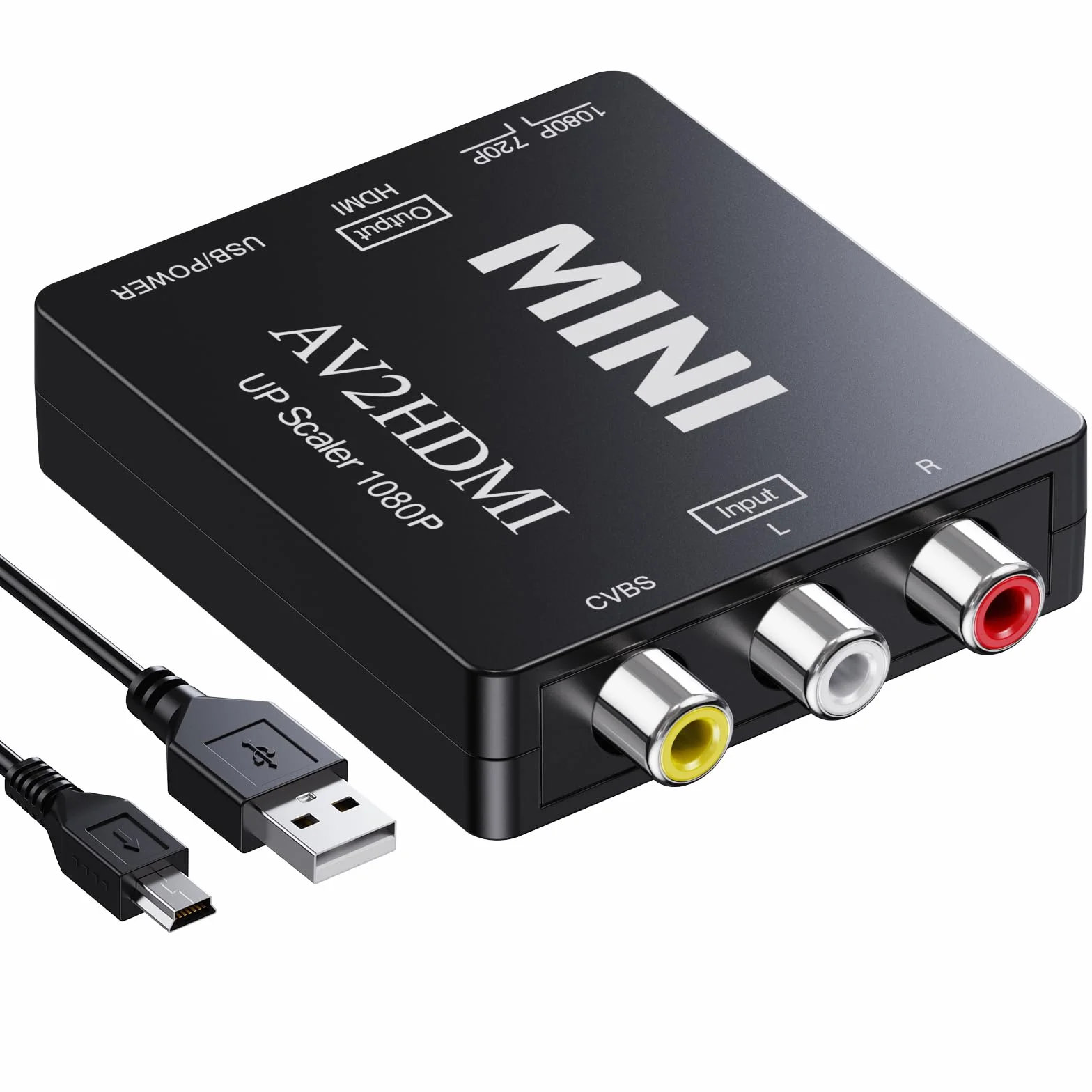 Konwerter RCA na HDMI, 1080p, AV Composite Video Audio, PAL/NTSC do DVD/TV/Wii