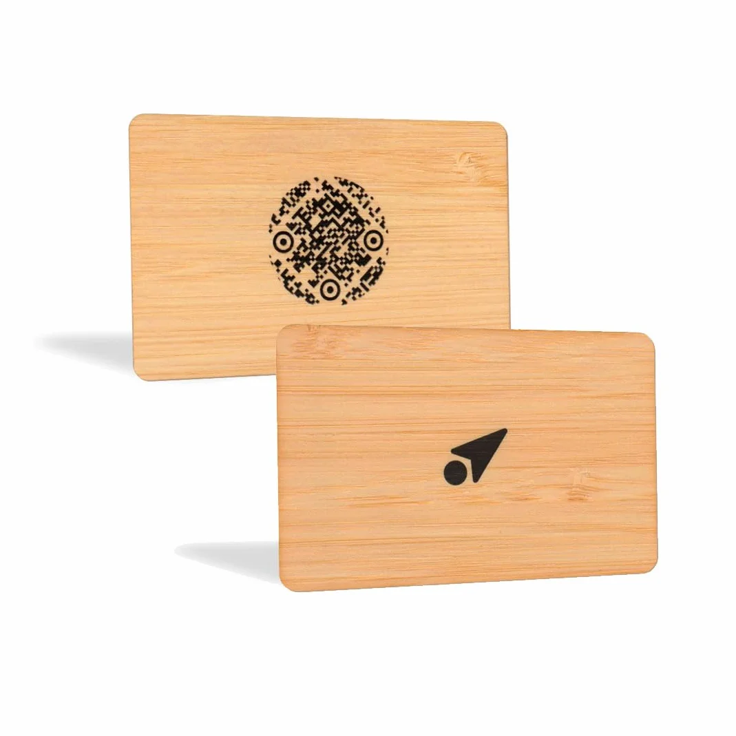 Biglietto da Visita Digitale NFC in Bambù - Business Card Contactless con QR Code, Compatibile con tutti gli smartphone - Kipin