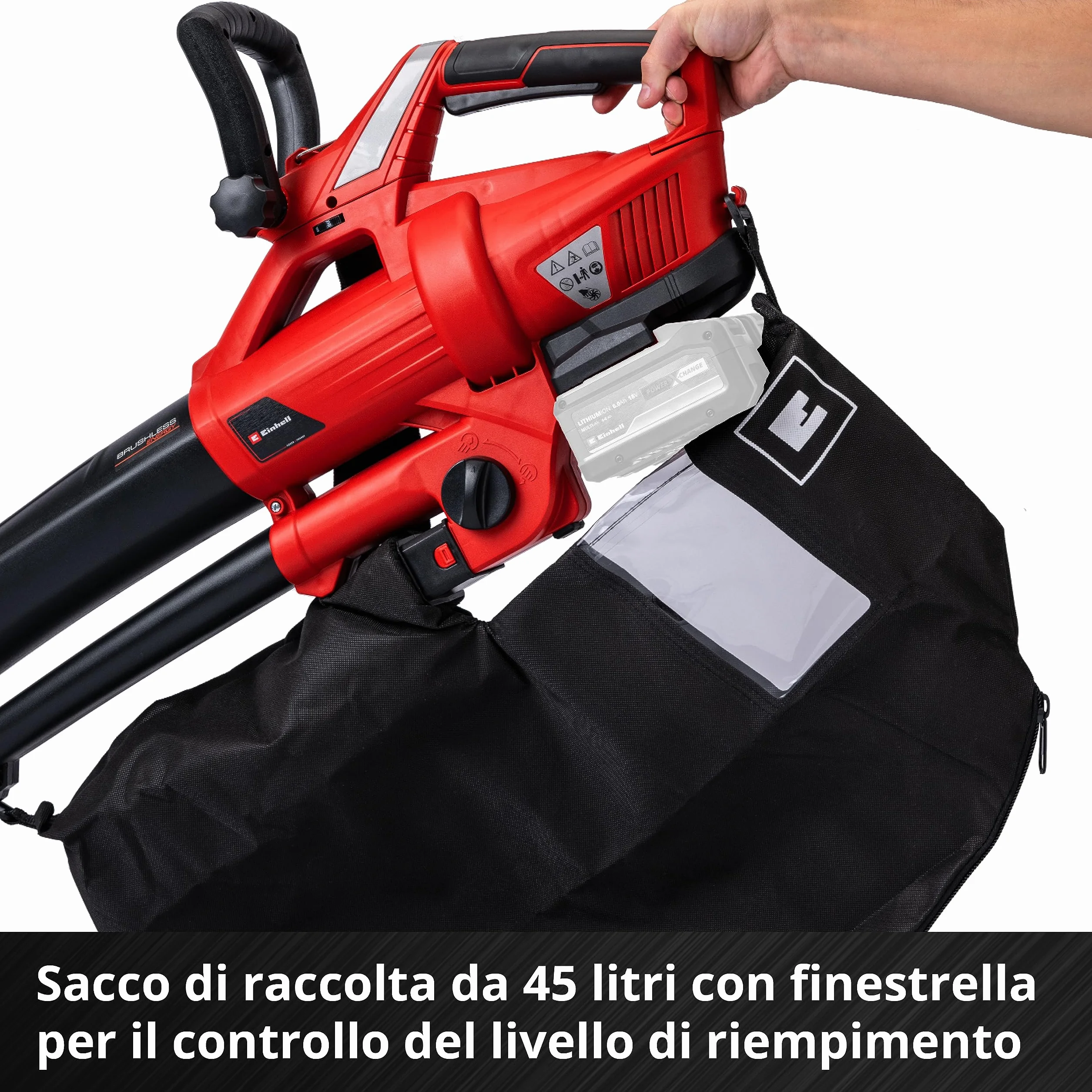 Einhell 3433600 Solo Soffiatore, Aspiratore A Batteria, Rosso/Nero