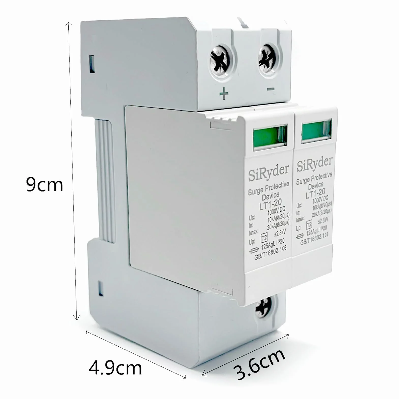 Scaricatore di Sovratensione 220V DC1000V 2P 10KA~20KA Fotovoltaico Protettore di Fulmini Bassa Tensione