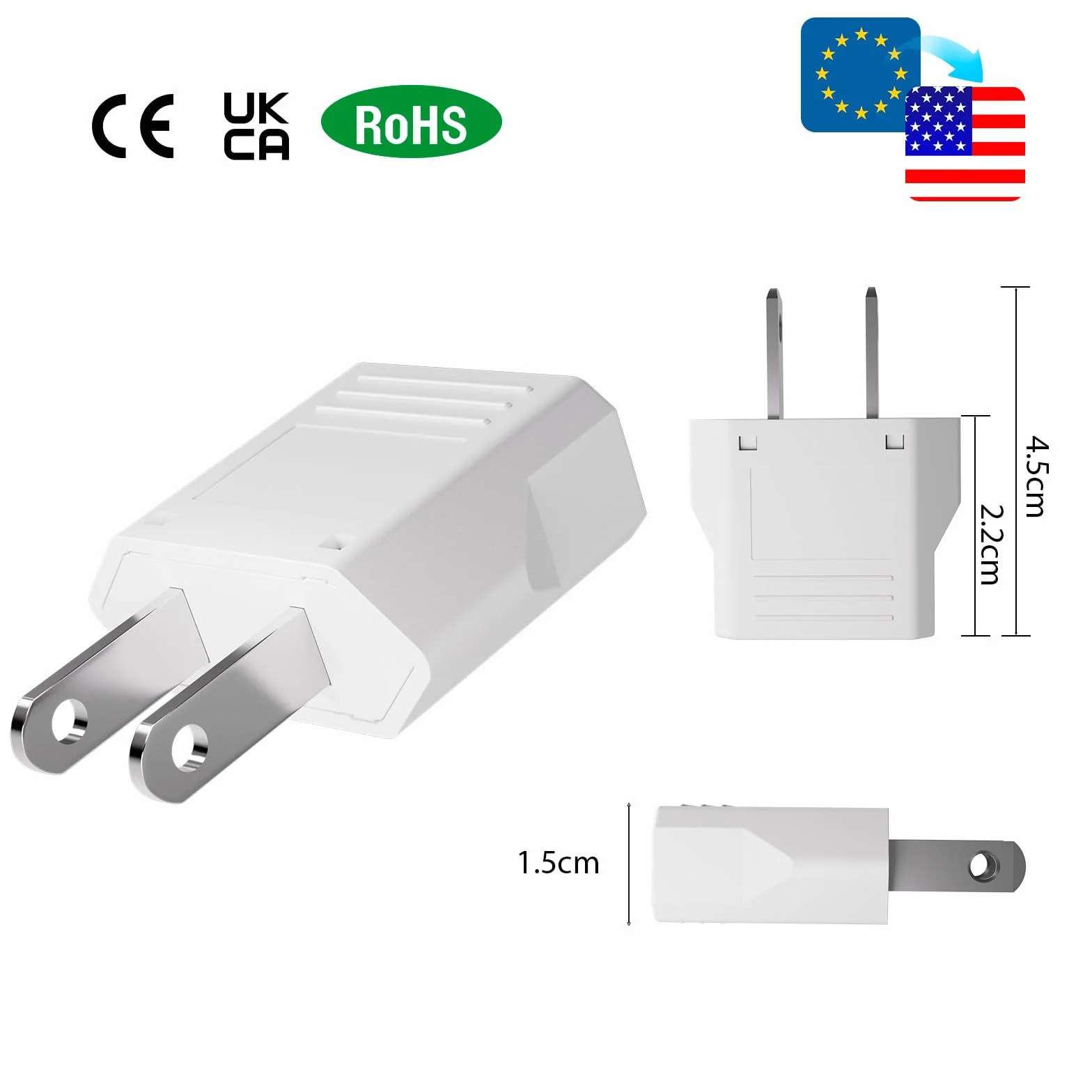 GRIFEMA Adattatore Presa USA Tipo A Confezione da 4, 6A 250V, Adattatore di Viaggio per Spine Tipo L/C/E/F/A/N