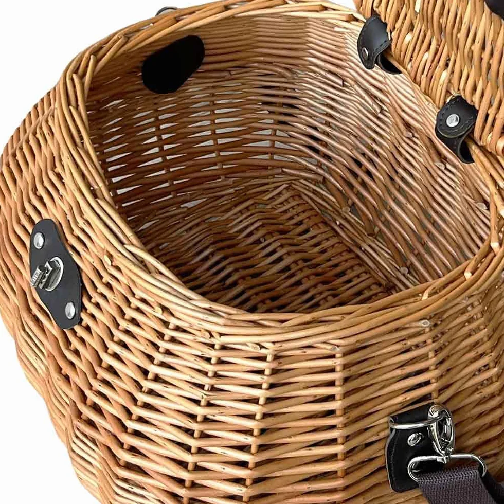 Cesto Funghi Lux in Vimini con Tracolla Regolabile 32×27×h26 cm — Raccolta Castagne Tartufi Frutti di Bosco — Cestino Leggero Naturale