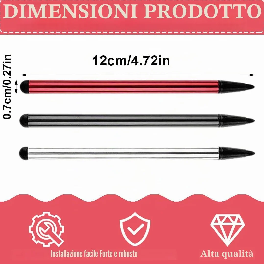 Confezione da 3 Penne Touch Screen Capacitiva Universale 2 in 1 per Tablet