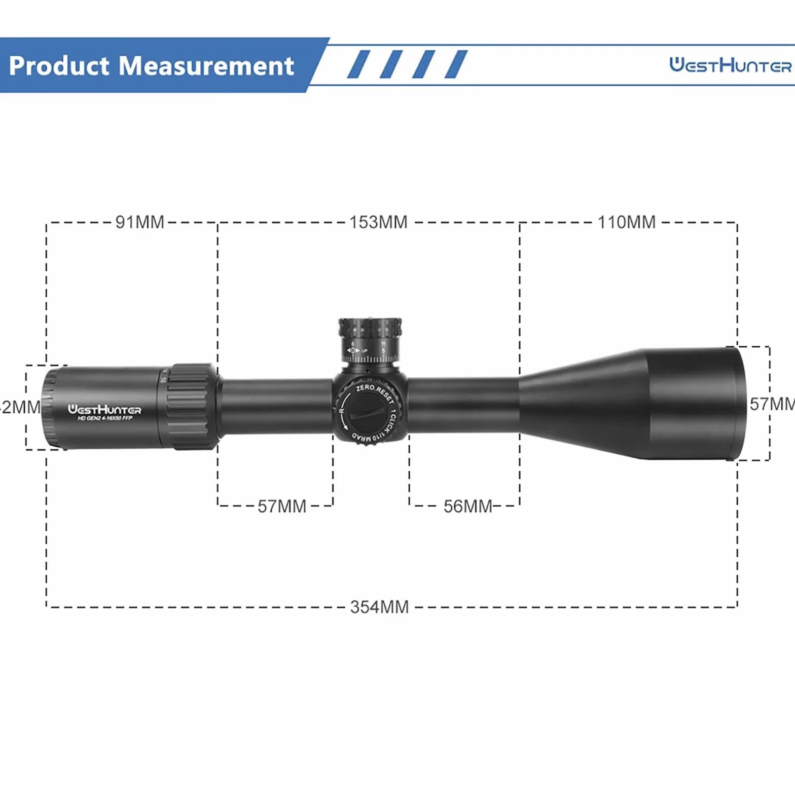 WestHunter Optics HD GEN2 6-24x50 FFP Mirino Telescopico di Precisione 30mm Vetro Inciso 1/10MIL Zero Stop