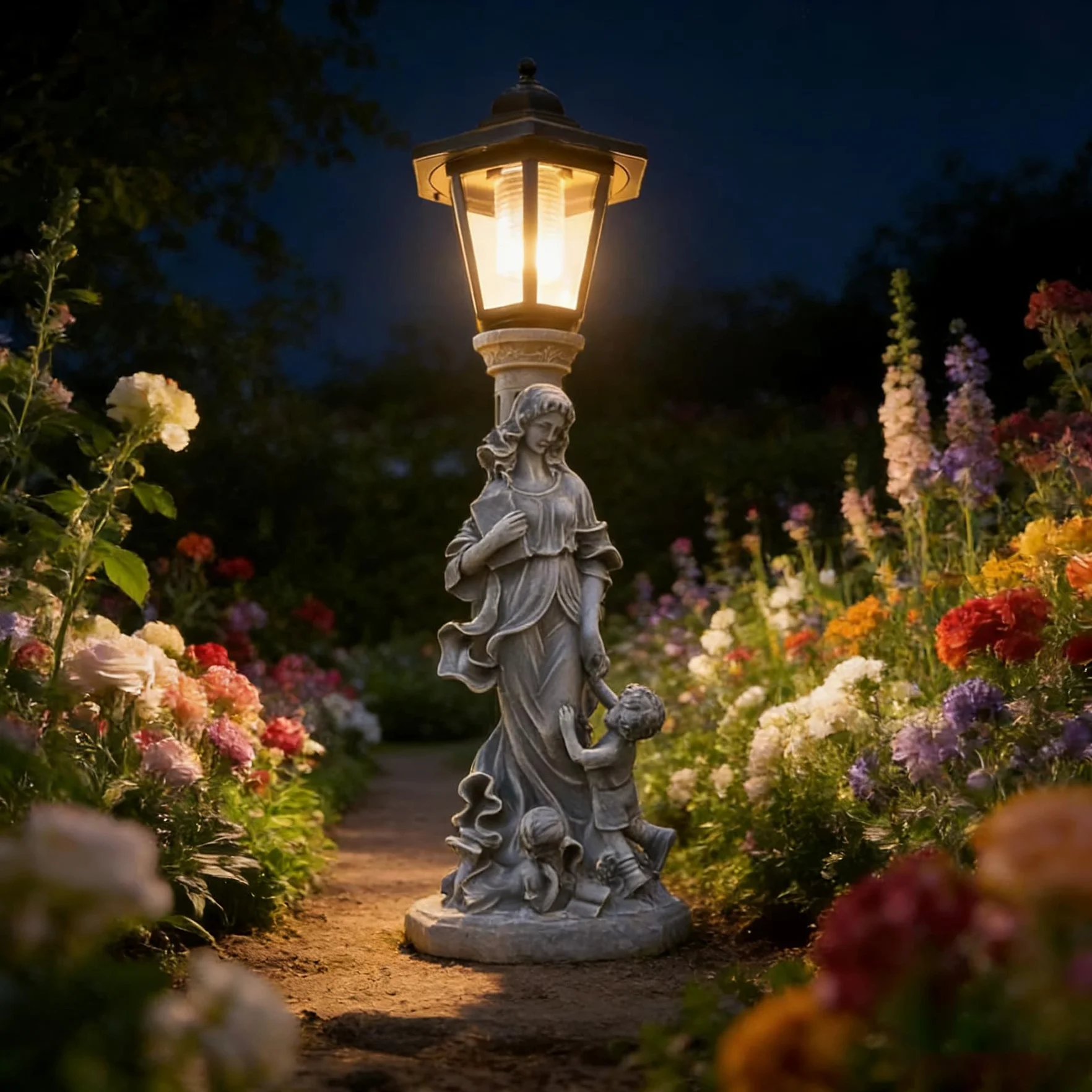 Statuette da giardino a energia solare con lanterna solare, statue da giardino, decorazione da giardino, balcone, cortile, prato (M)