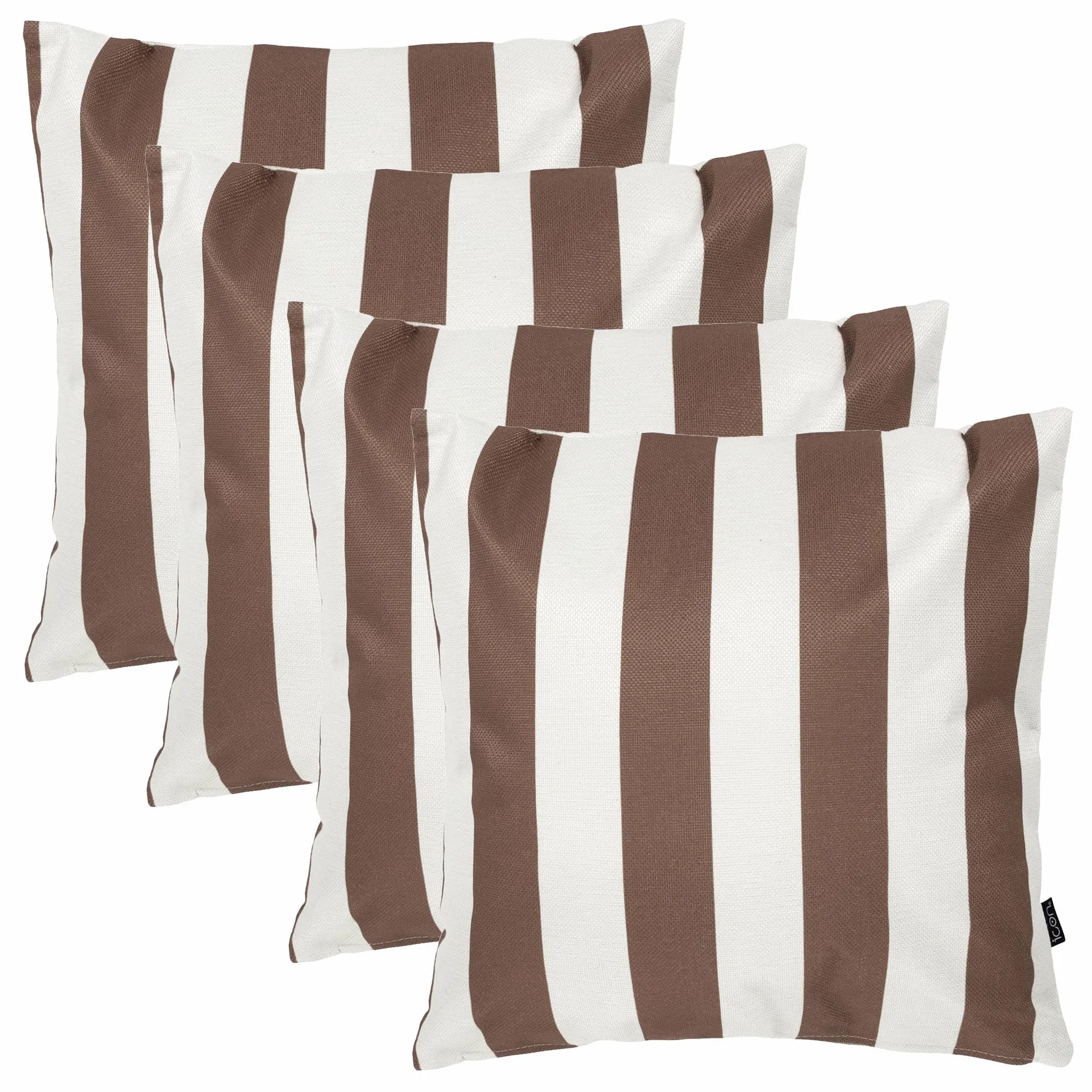 icon Cuscini da Esterno, Collezione A Strisce, Marrone, Set da 4, Resistente All'acqua, 43cm x 43cm, Cuscino Divano con Imbottitura Fibra Inclusa, Cuscini Esterno, Gardino, Terrazza