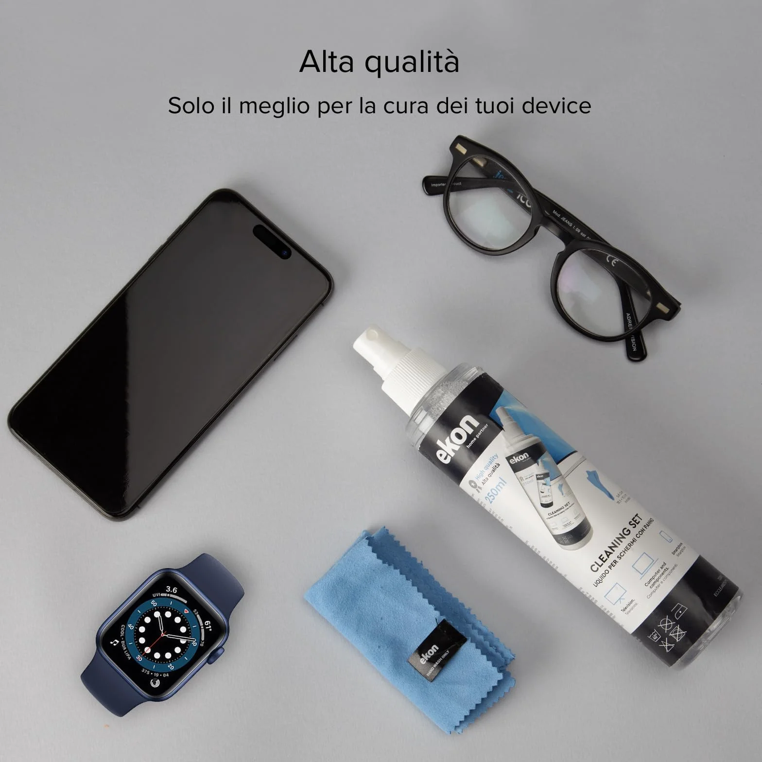 Ekon Spray per Schermi Display 250ml Kit Pulizia per Monitor Laptop Fotocamere TV Smartphone Tablet