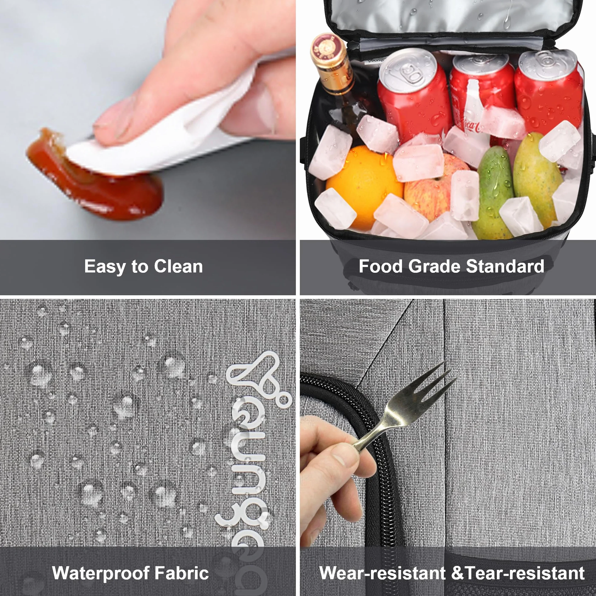 Borsa Termica Zaino Borsa Fredda Isolate per Picnic Campeggio Pranzo Spiaggia YG065 24L Grigio