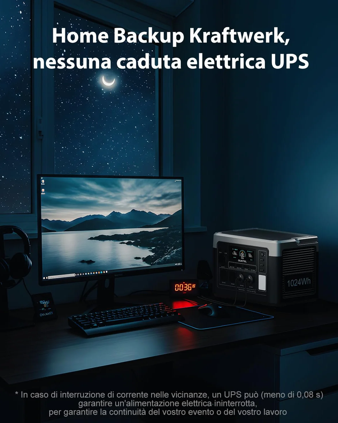 OUKITEL P1000 Plus Centrale Elettrica Portatile 1800W, 1024Wh Generatore Solare LiFePO4 con Pannello Solare 200W, USB-C 100W, Ricarica 0-100% della Batteria in 45 Minuti, per Casa, Viaggi e Campeggio
