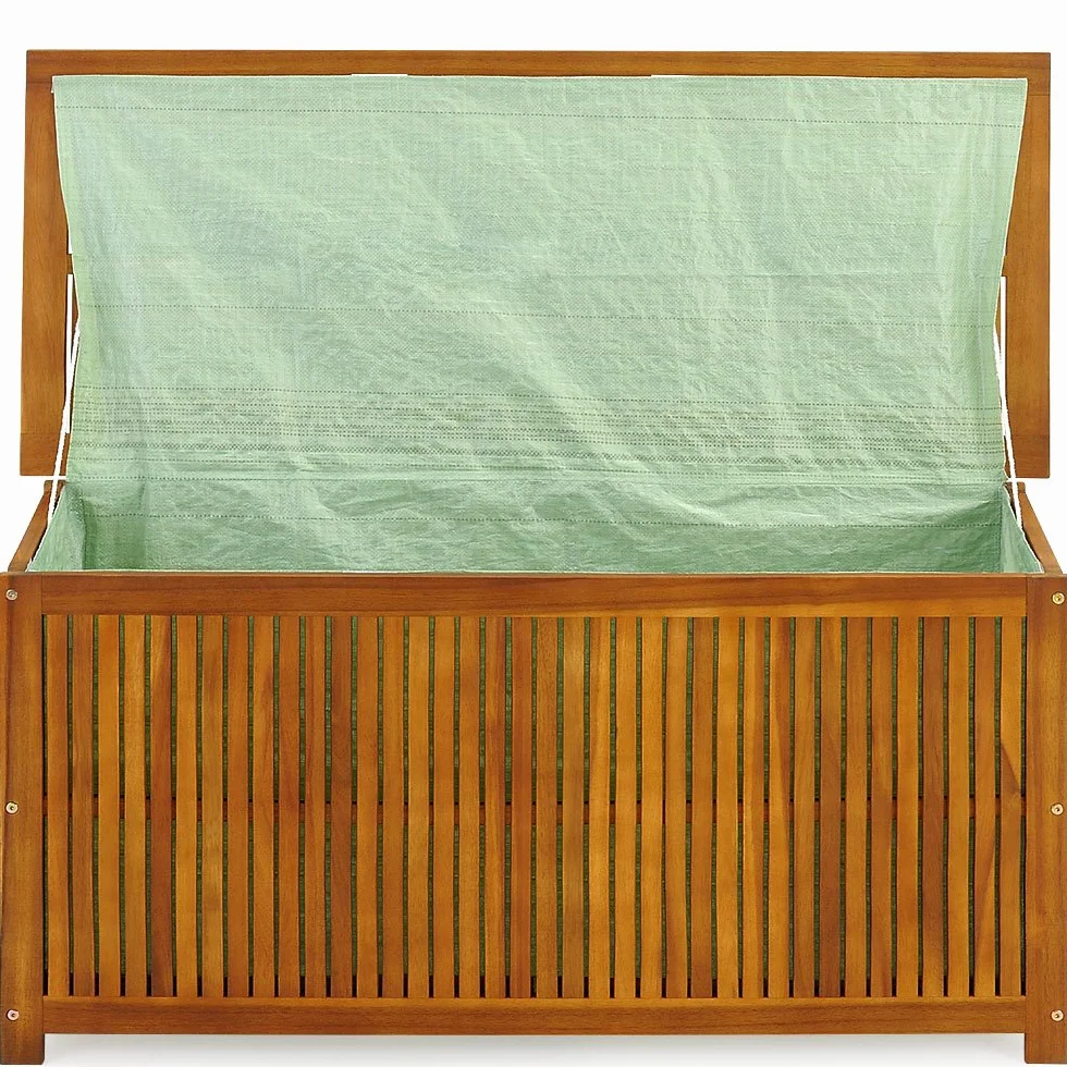 Casaria® Baule da Giardino in legno 115x50x59cm 205L Carico Max. Coperchio 160KG Contenitore Salvaspazio Fodera Interna