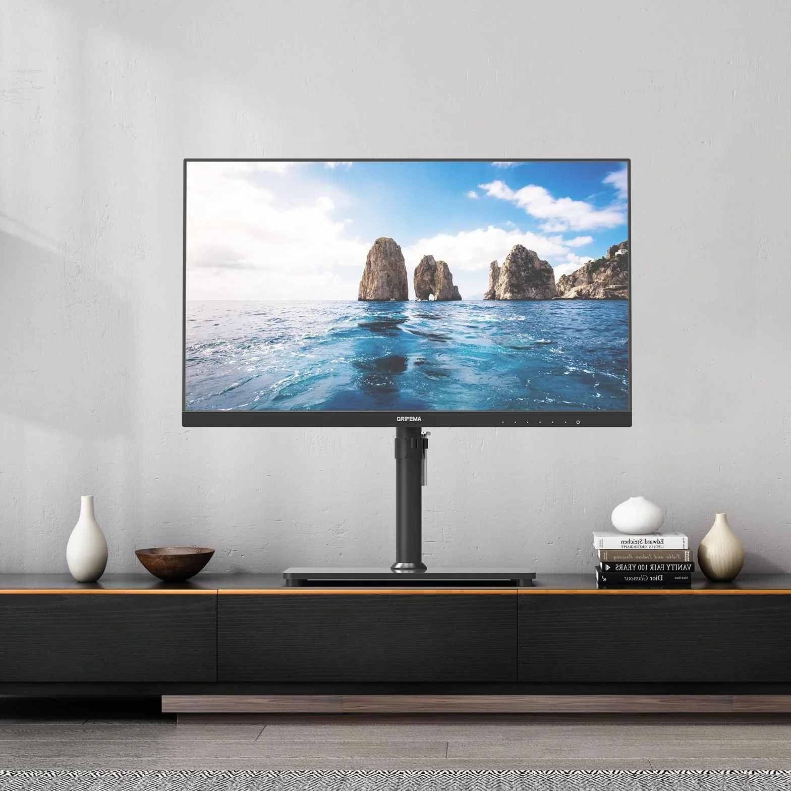 GRIFEMA GB1005-1 Supporto TV per schermi 13-32 pollici piatte curve plasma OLED LCD LED, regolabile rotazione altezza, fino 10 kg, VESA 100x100 mm