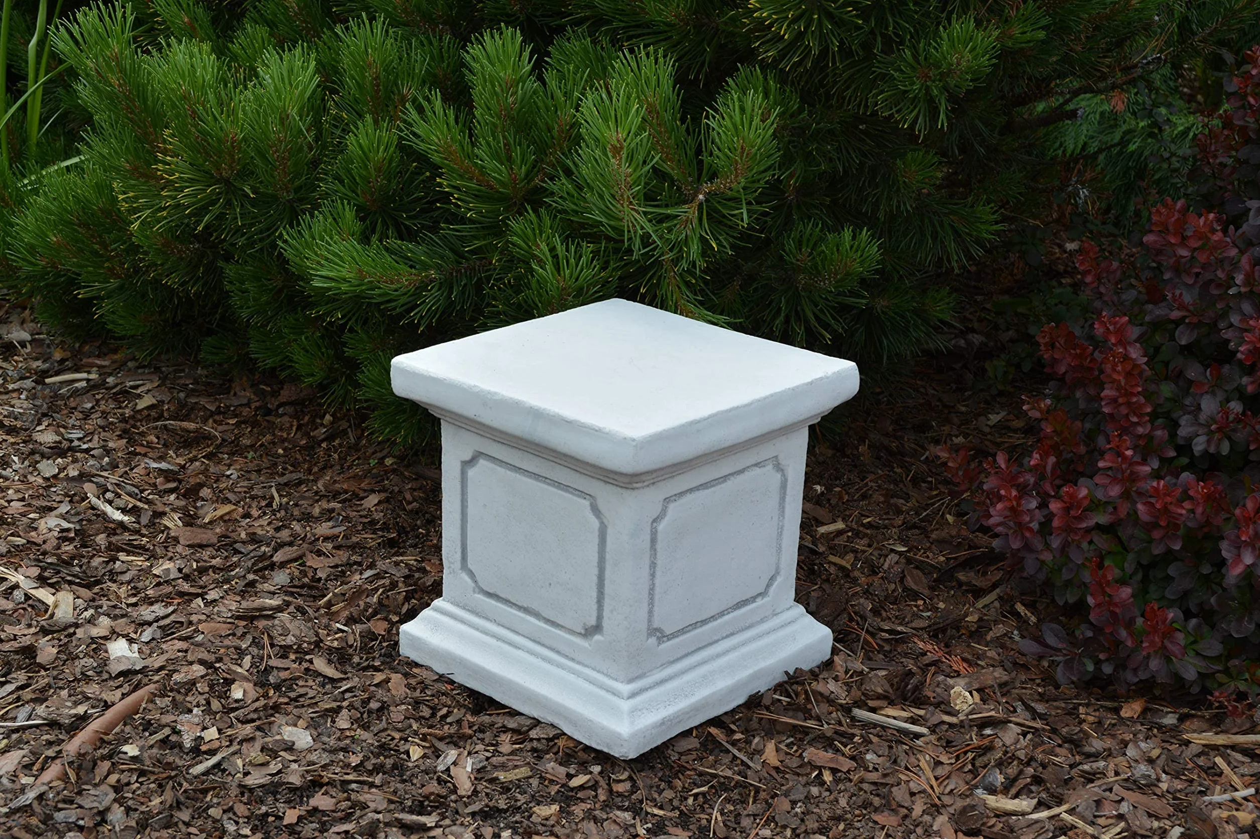 gartendekoparadies.de Piccolo basamento quadrato - Basamento in pietra - Altezza: 20 cm - Superficie a terra: 20 x 20 cm - 13 kg - Grigio - Resistente al gelo - Per l'esterno