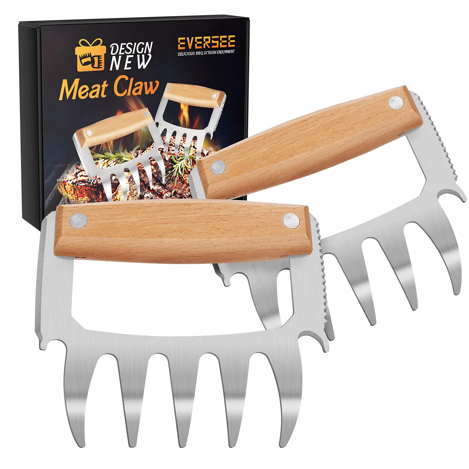 Festa del Papa Regalo Uomo Donna Accessori Barbecue - Attrezzi Barbecues Pulled Pork Artigli, Acciaio Inossidabile Manico in Legno Artigli Barbecue, Forchettone Barbecue per Appassionato di BBQ