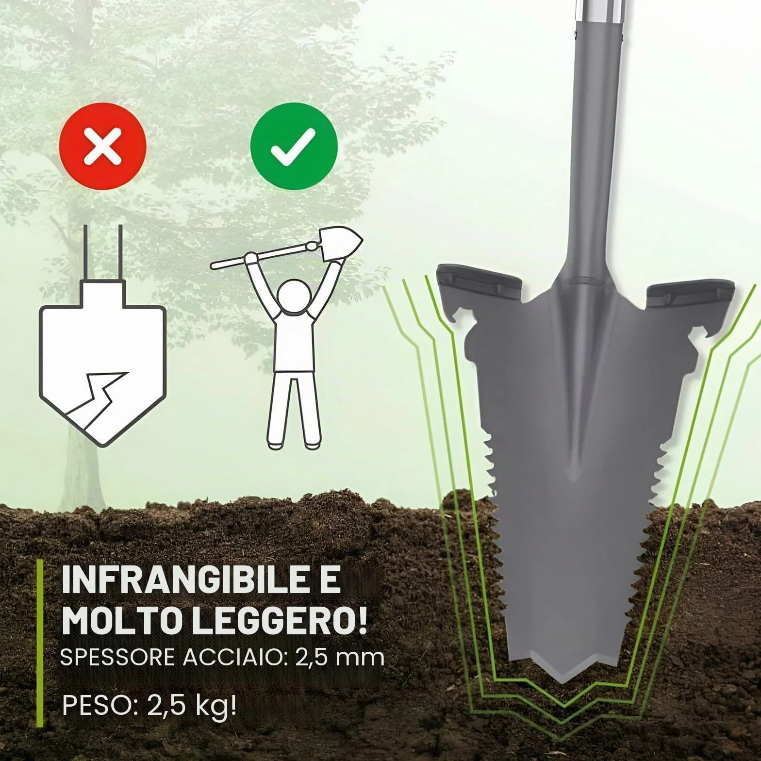 Sega a vanga e radici, taglia radici, lama a V per una facile crescita nel terreno, a risparmio energetico ed ergonomica