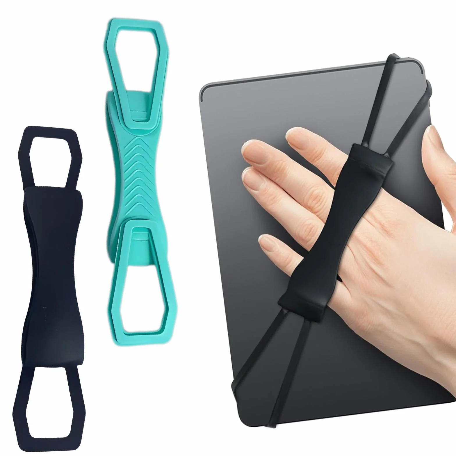 Cinturino a Mano per Paperwhite e, Supporto Elastico Antiscivolo per eBook Reader 6-8 Pollici, Nero/Verde