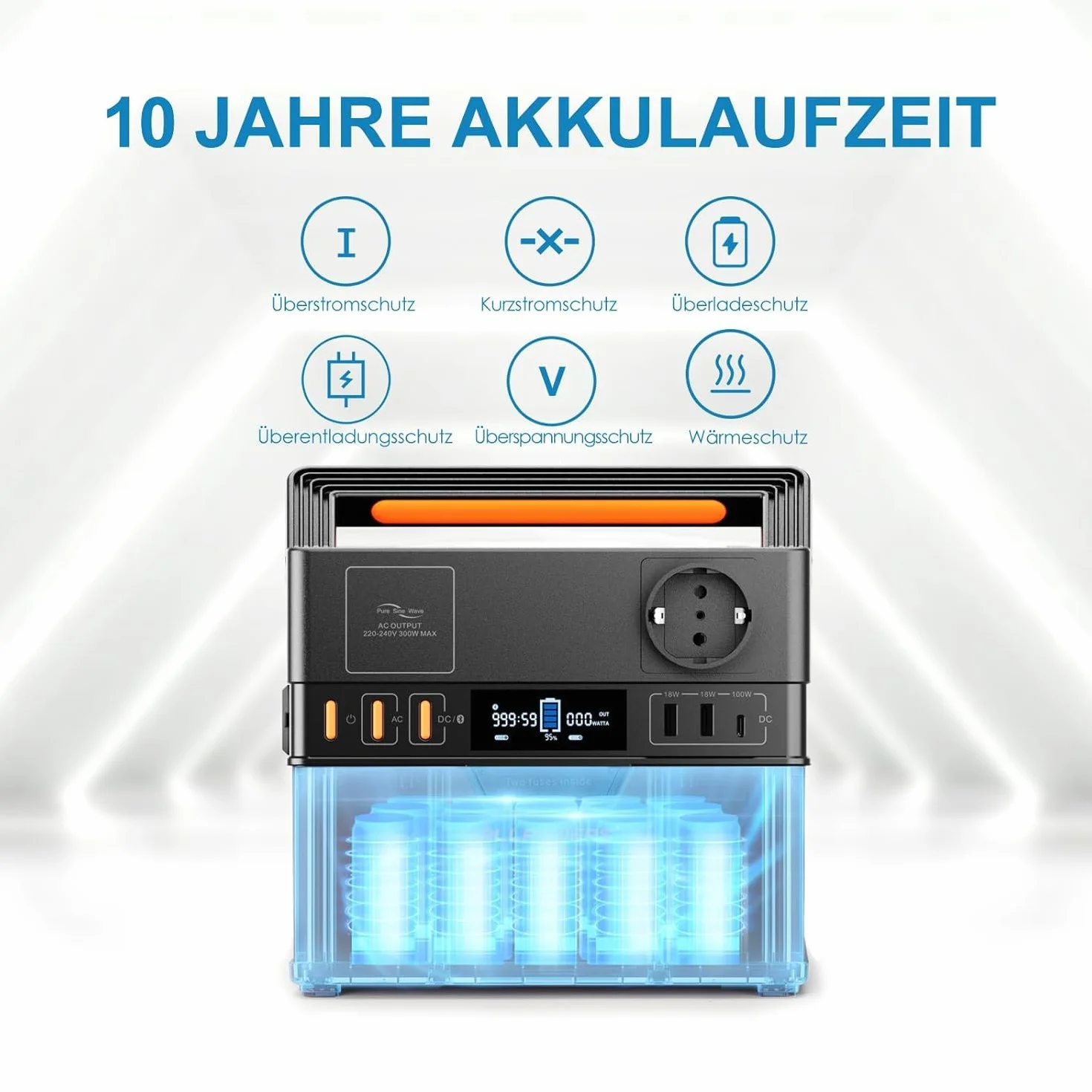 ALLPOWERS Centrale Elettrica Portatile 288Wh, S300Plus 300W(600W Picco) Generatore Solare, 230V/78000mAh, Ricarica da 0-80% in 40 Minuti, Power Station per Campeggio, Viaggi, Emergenze
