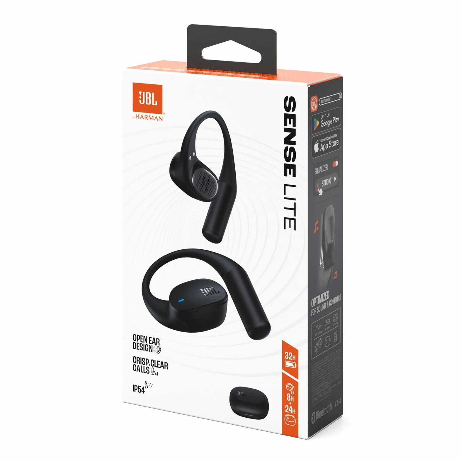 JBL Sense Lite Cuffie Open-Ear True Wireless, Tecnologia OpenSound, 32H Autonomia, IP54, Nero