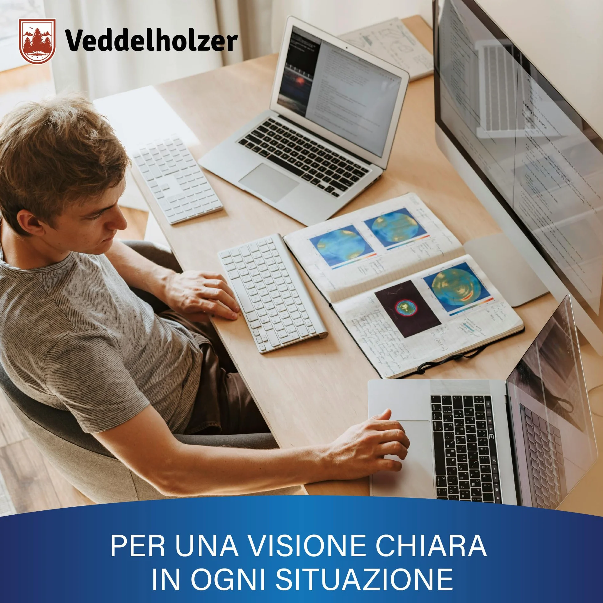 Veddelholzer Set di pulizia dello schermo 250 ml, detergente per display con panno in microfibra e pennello per tastiera