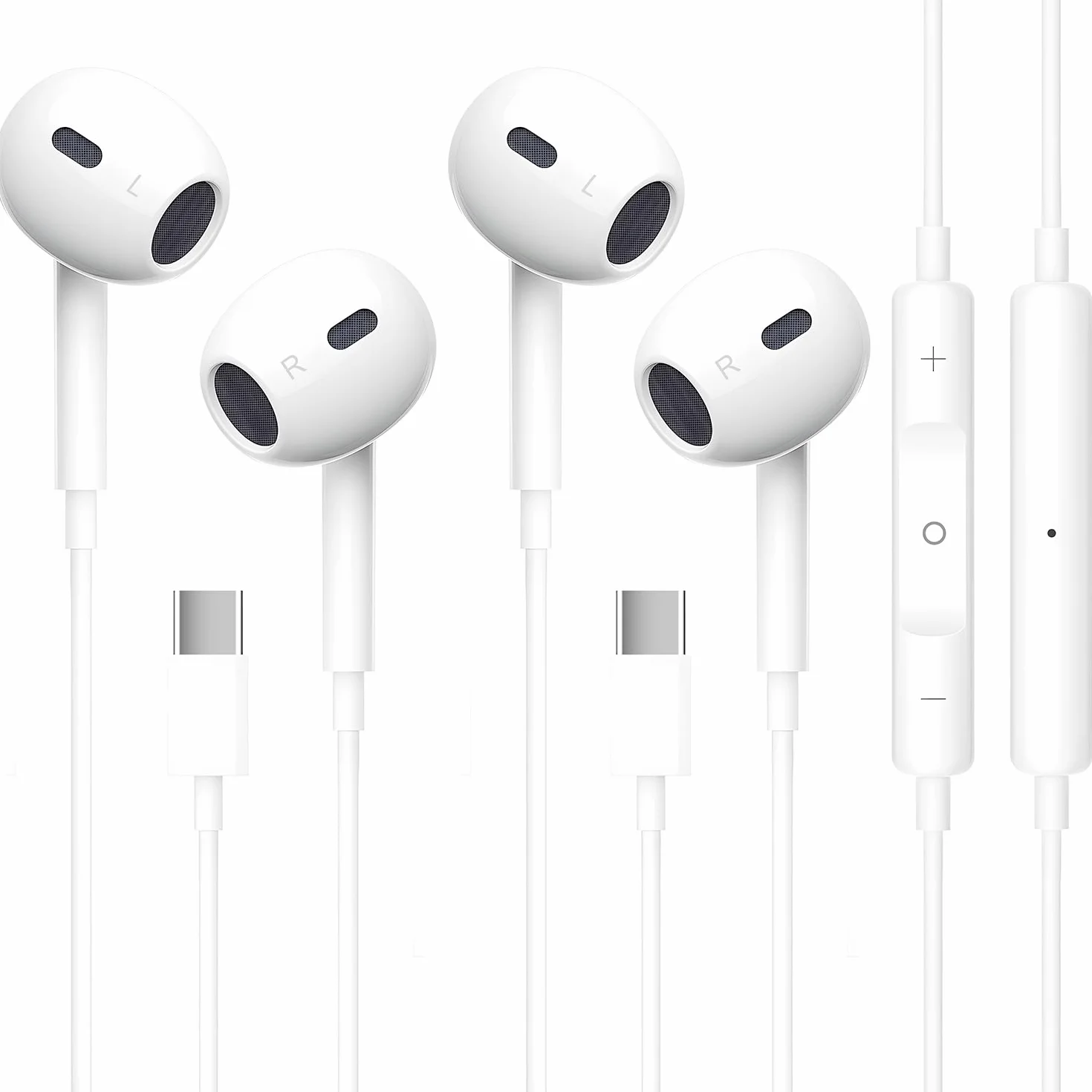 INTOBAS 2 Pack Cuffie USB C per iPhone 16/15 con Microfono, Hi-Fi Stereo Auricolari In-Ear