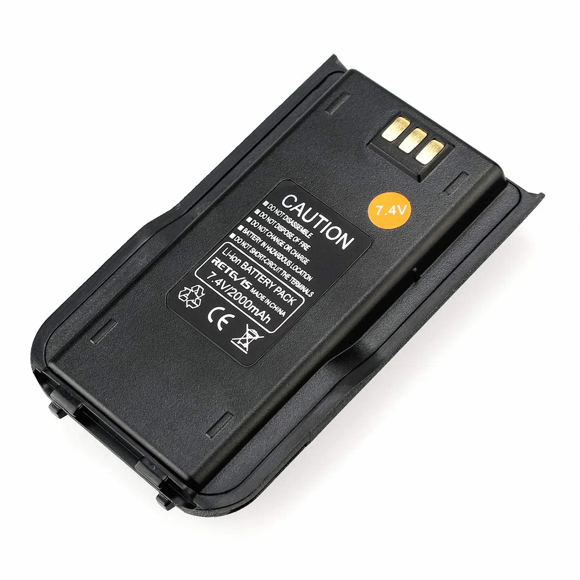 Retevis Batteria agli ioni di litio 2000 mAh 7,4 V per radio RT3 RT3S DMR Walkie Talkie TYT MD-380 (1 pezzo, nero)